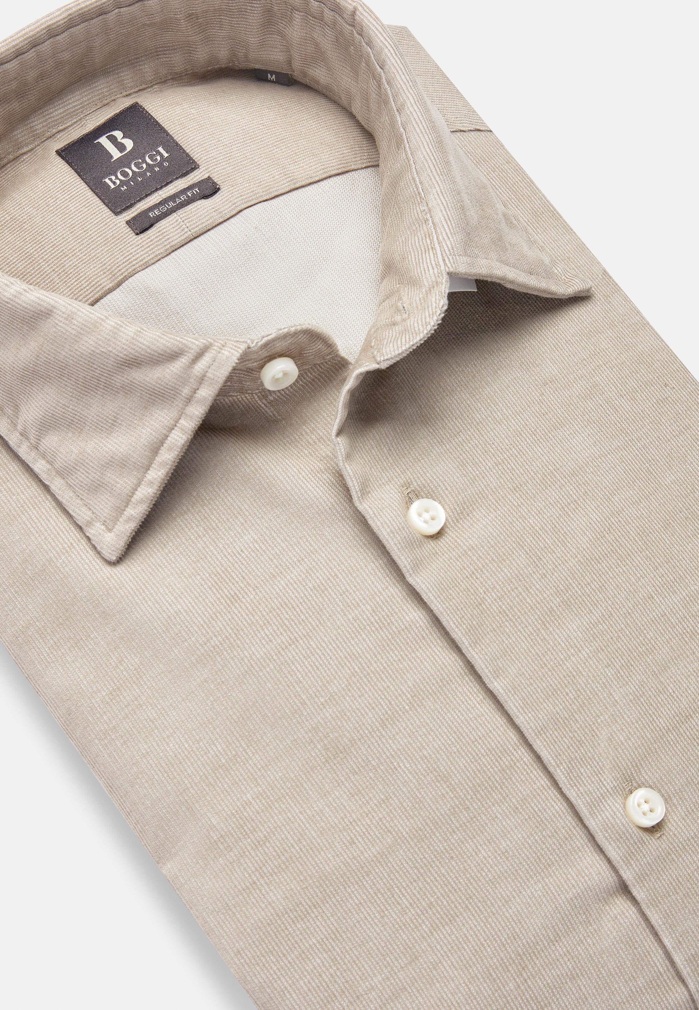 Beige Textured Velvet Shirt, Beige, large image number 6