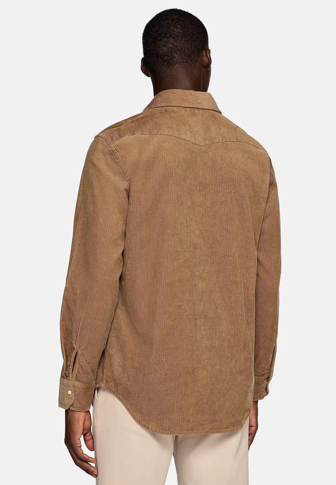 Brown Velvet Solid Overshirt, Hazelnut, medium
