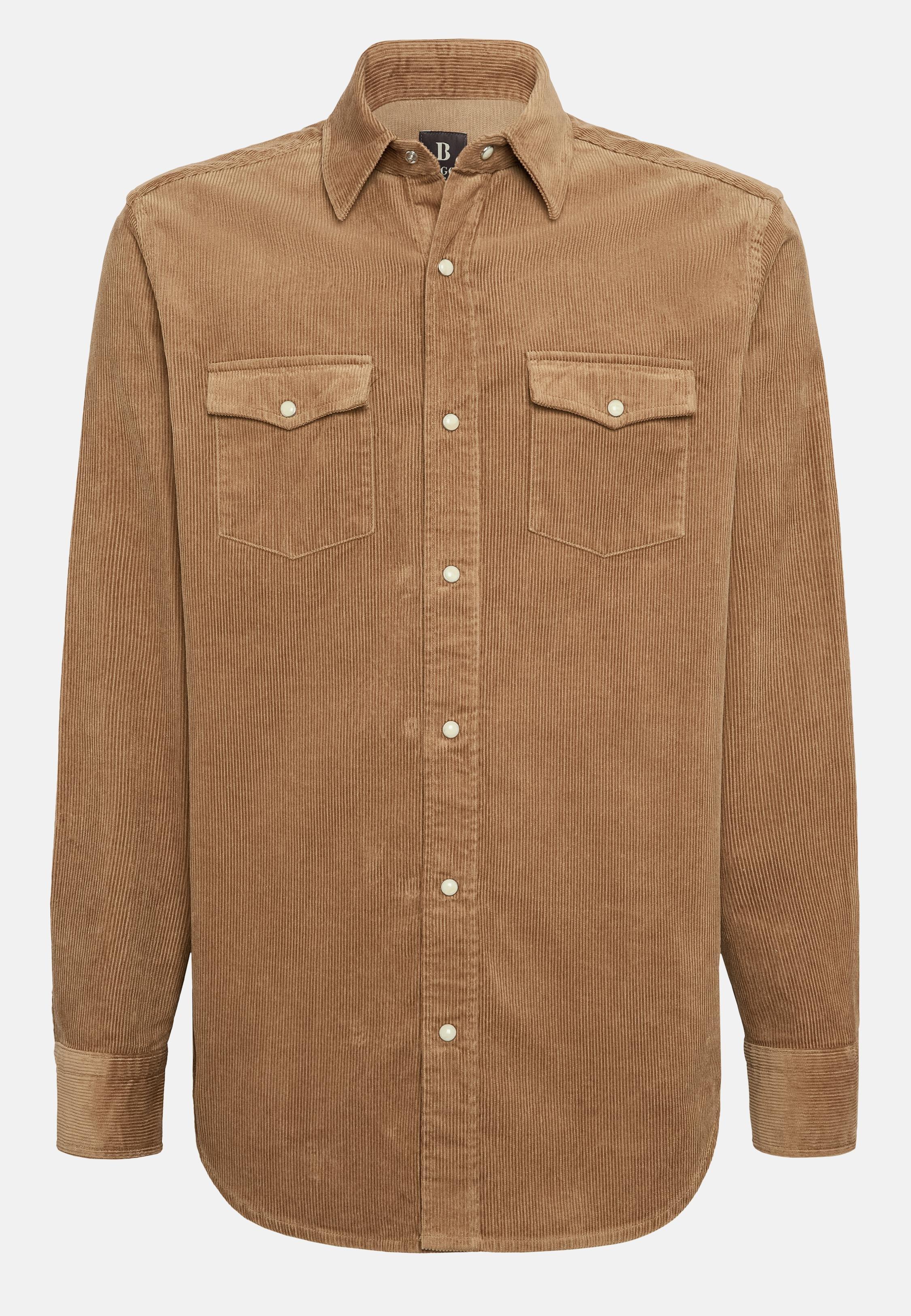 Brown Velvet Solid Overshirt, Hazelnut, large image number 7