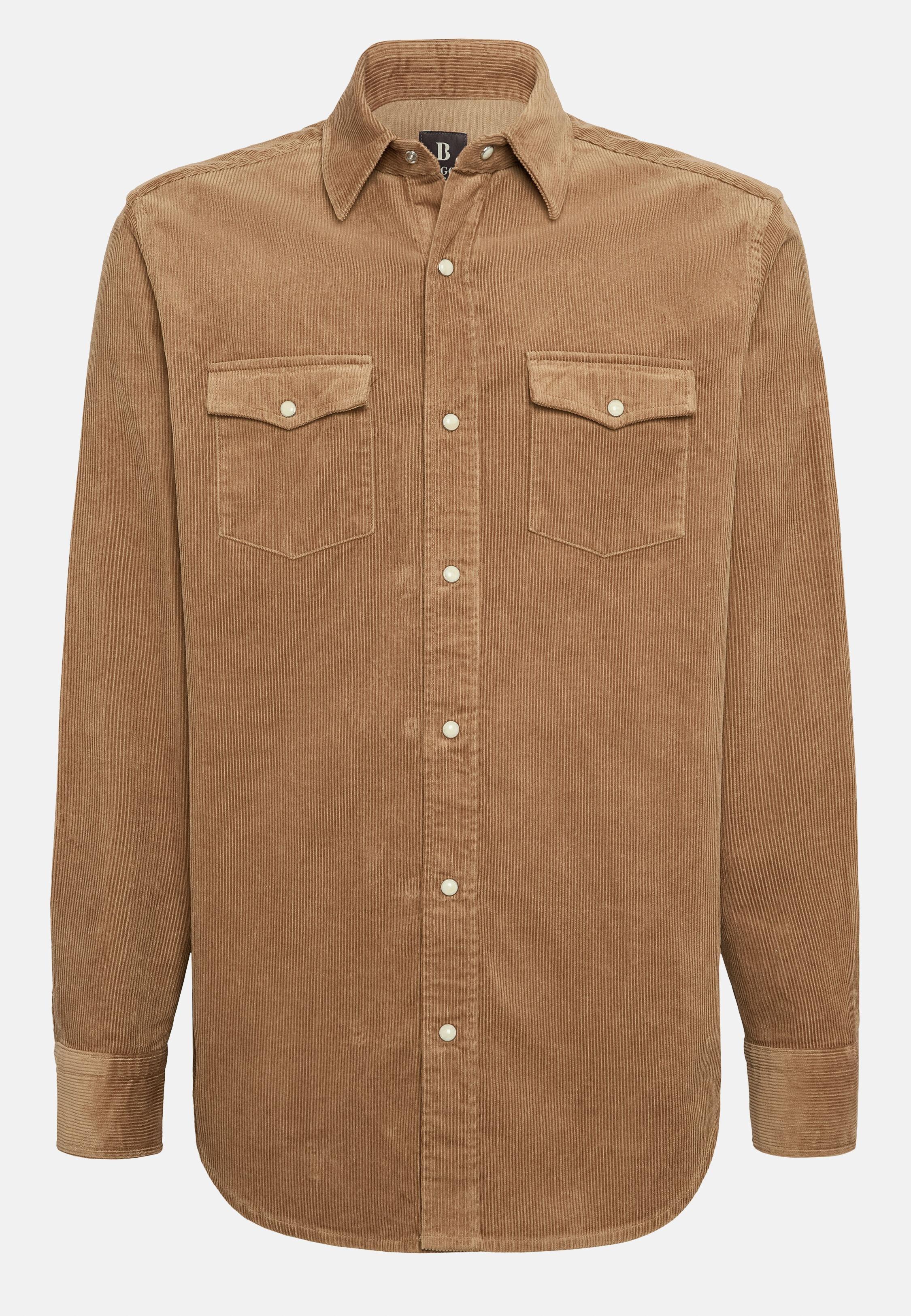Brown Velvet Solid Overshirt, Hazelnut, large image number 7