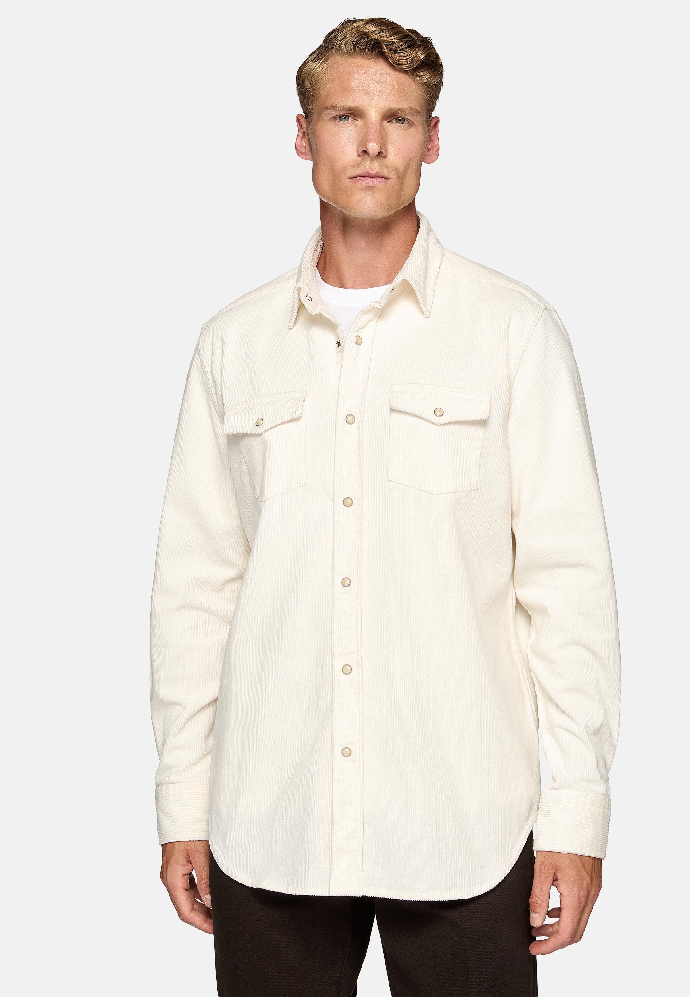 Cream Solid Overshirt, , large image number 1