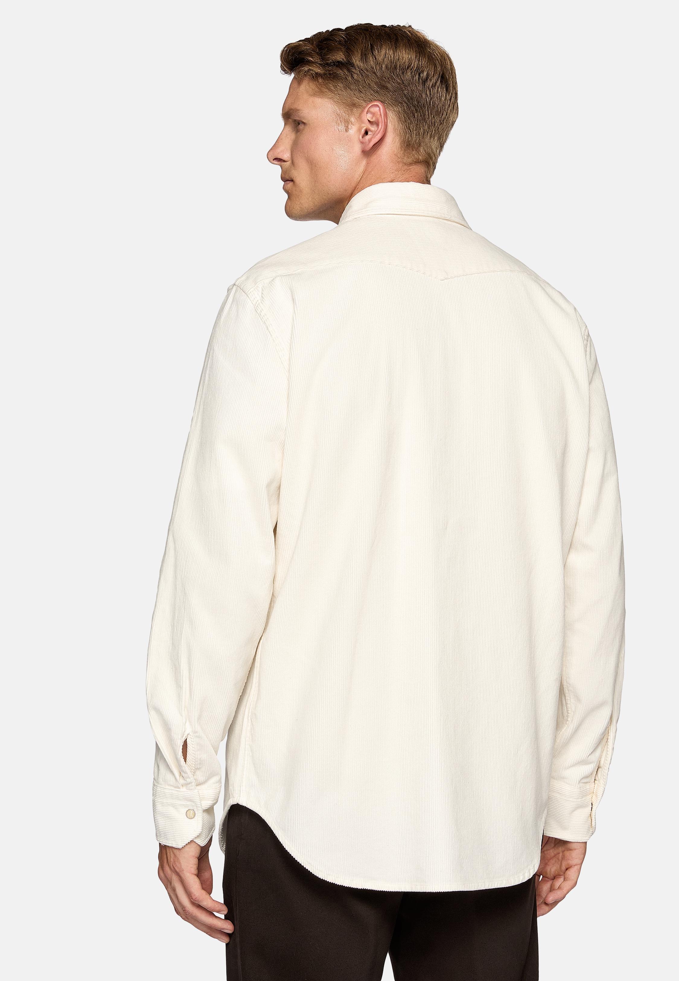Cream Solid Overshirt, , large image number 3