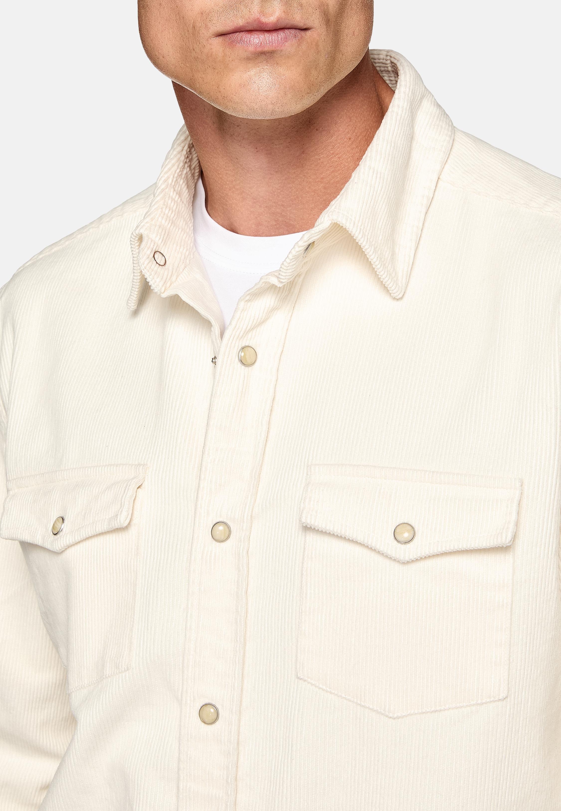 Cream Solid Overshirt, , large image number 5