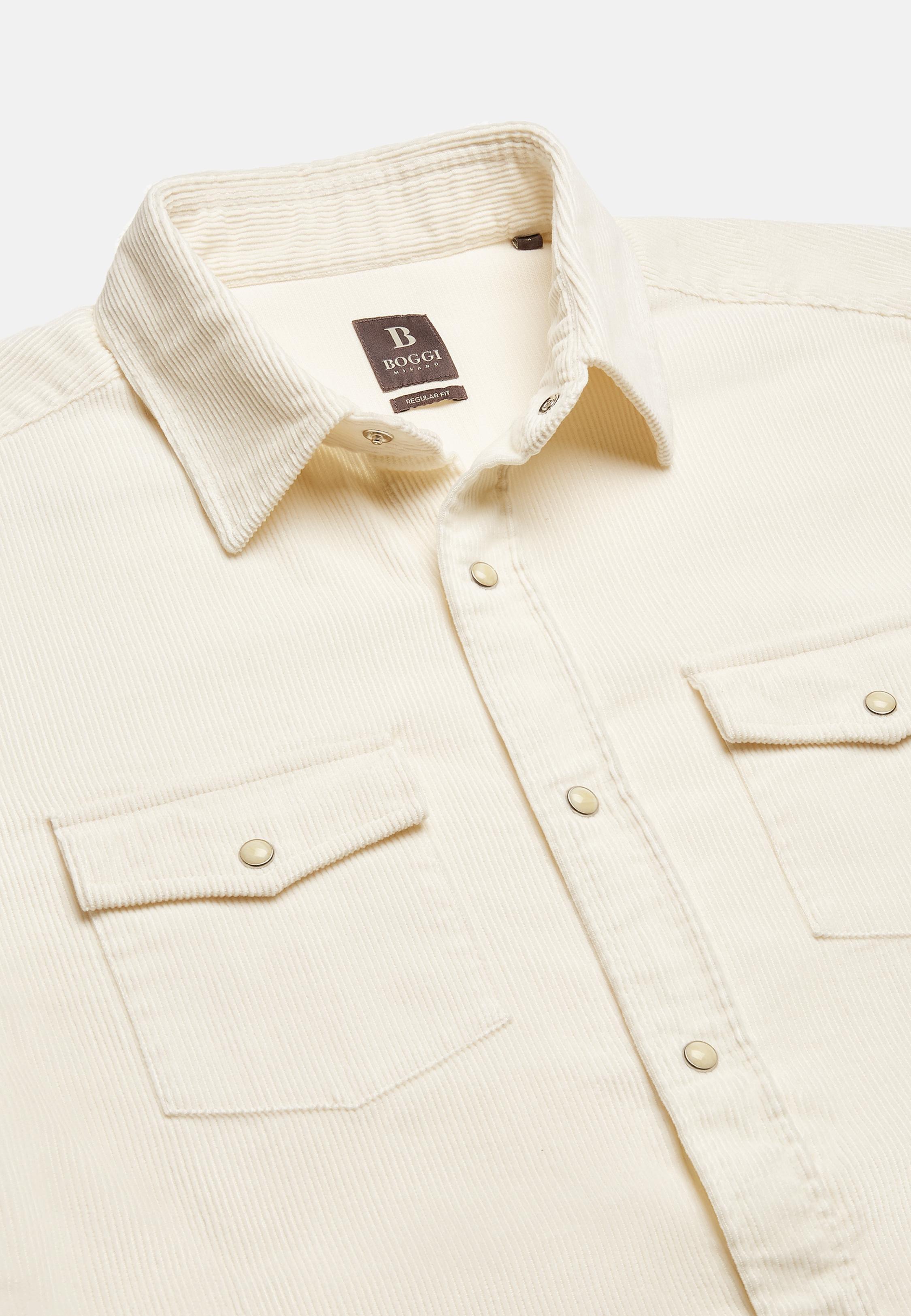 Cream Solid Overshirt, , large image number 6