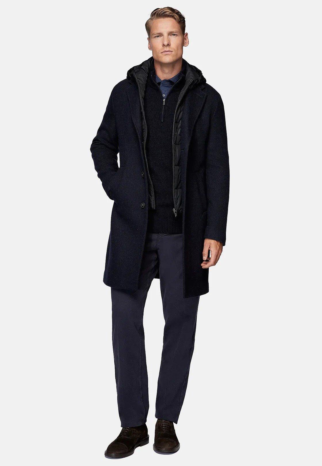 Navy Textured Quilted Coat, , large image number 0