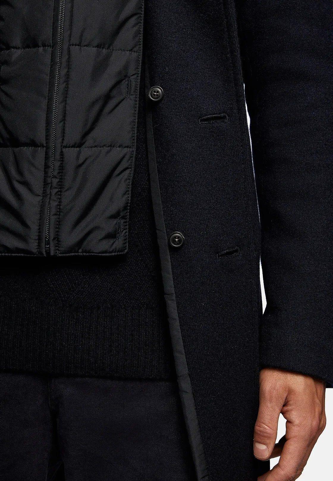 Navy Textured Quilted Coat, Navy blue, large image number 4