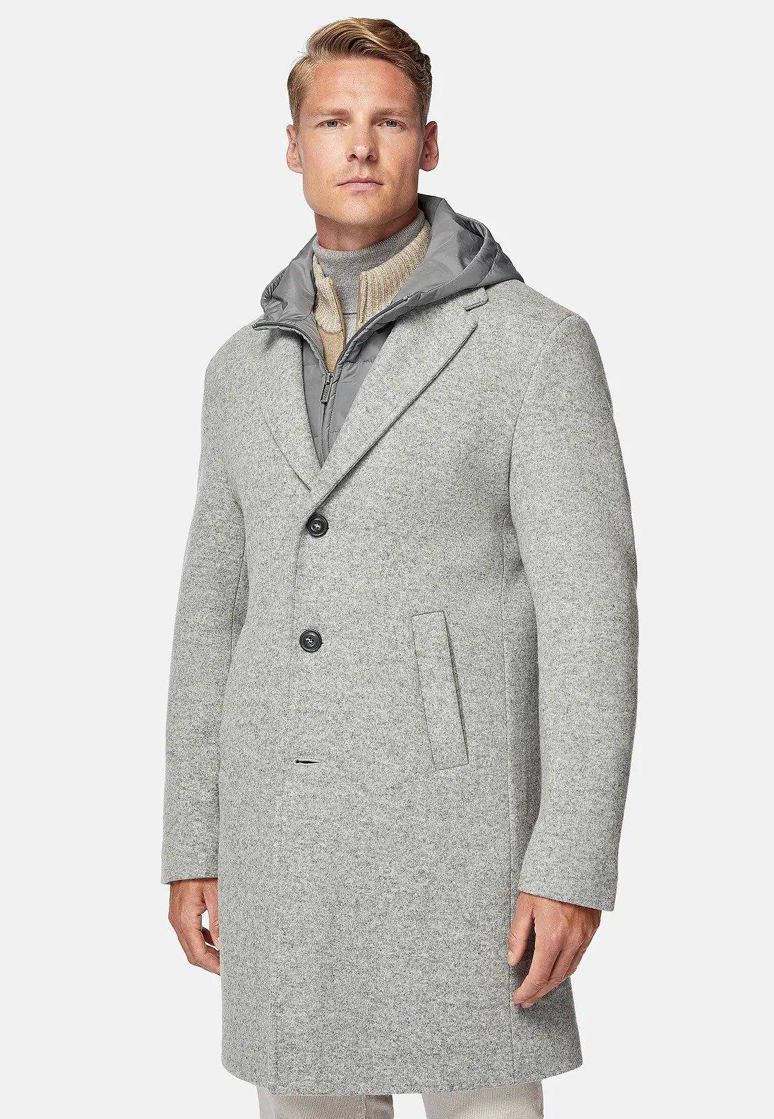 Grey Wool Jersey Coat With Gilet, , large image number 0