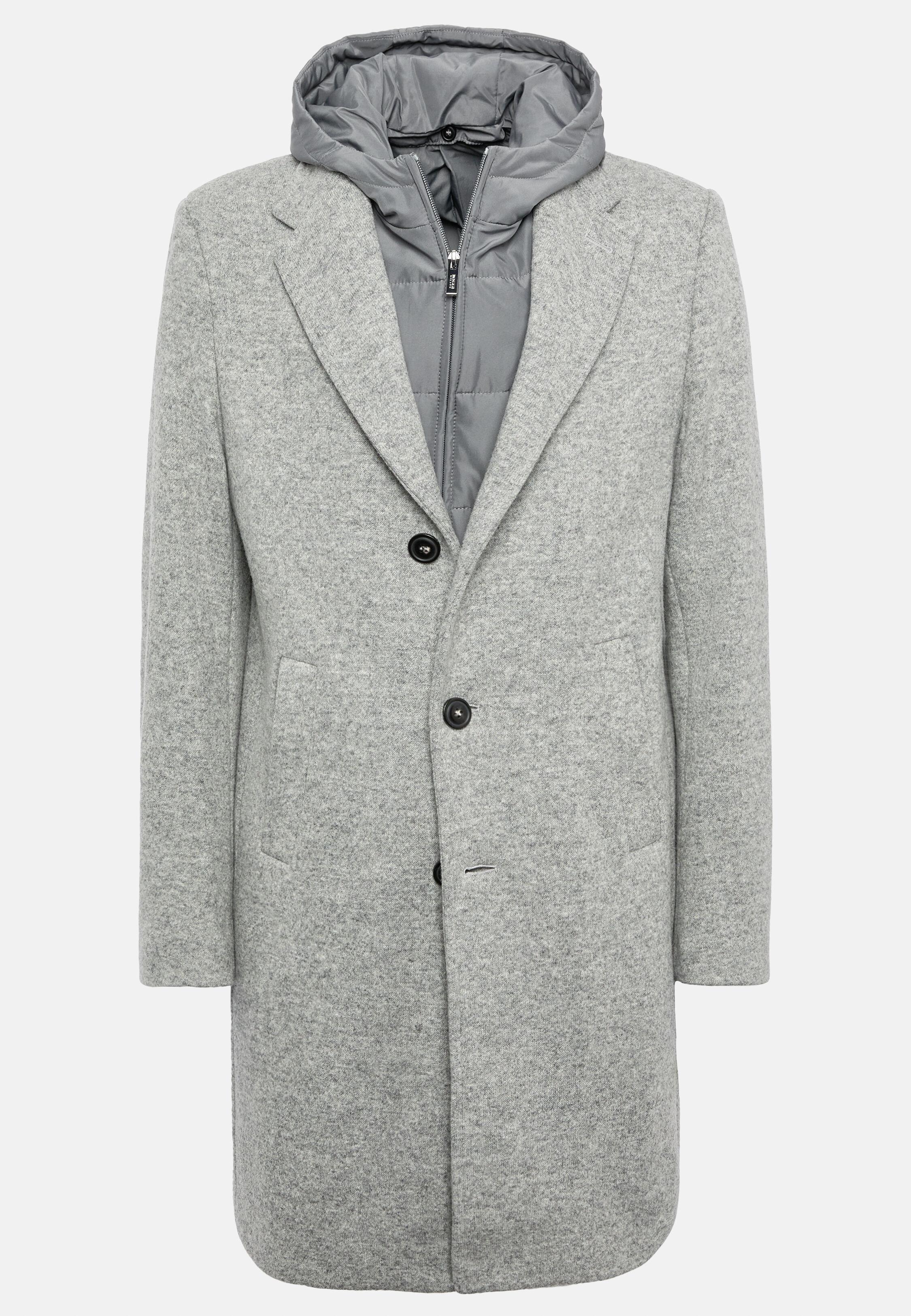 Grey Plain Long Jersey Coat, 3901_GREY, large image number 6