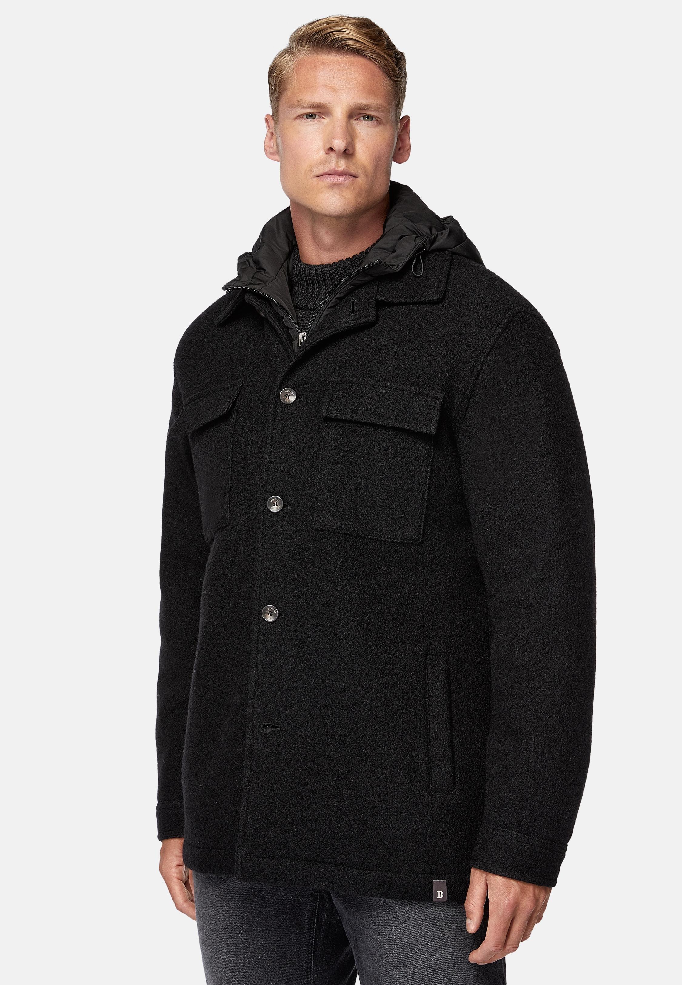 Black Textured Shirt Jacket, , large image number 1