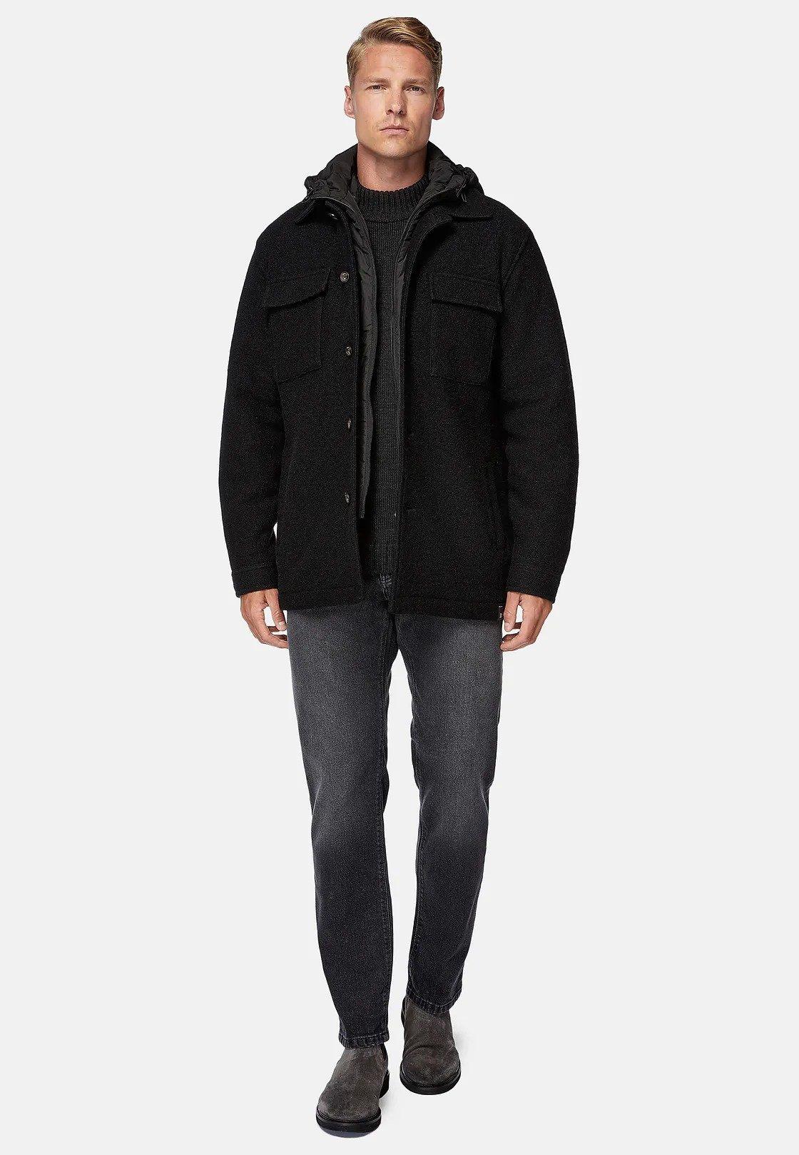 Black Textured Shirt Jacket, , large image number 2