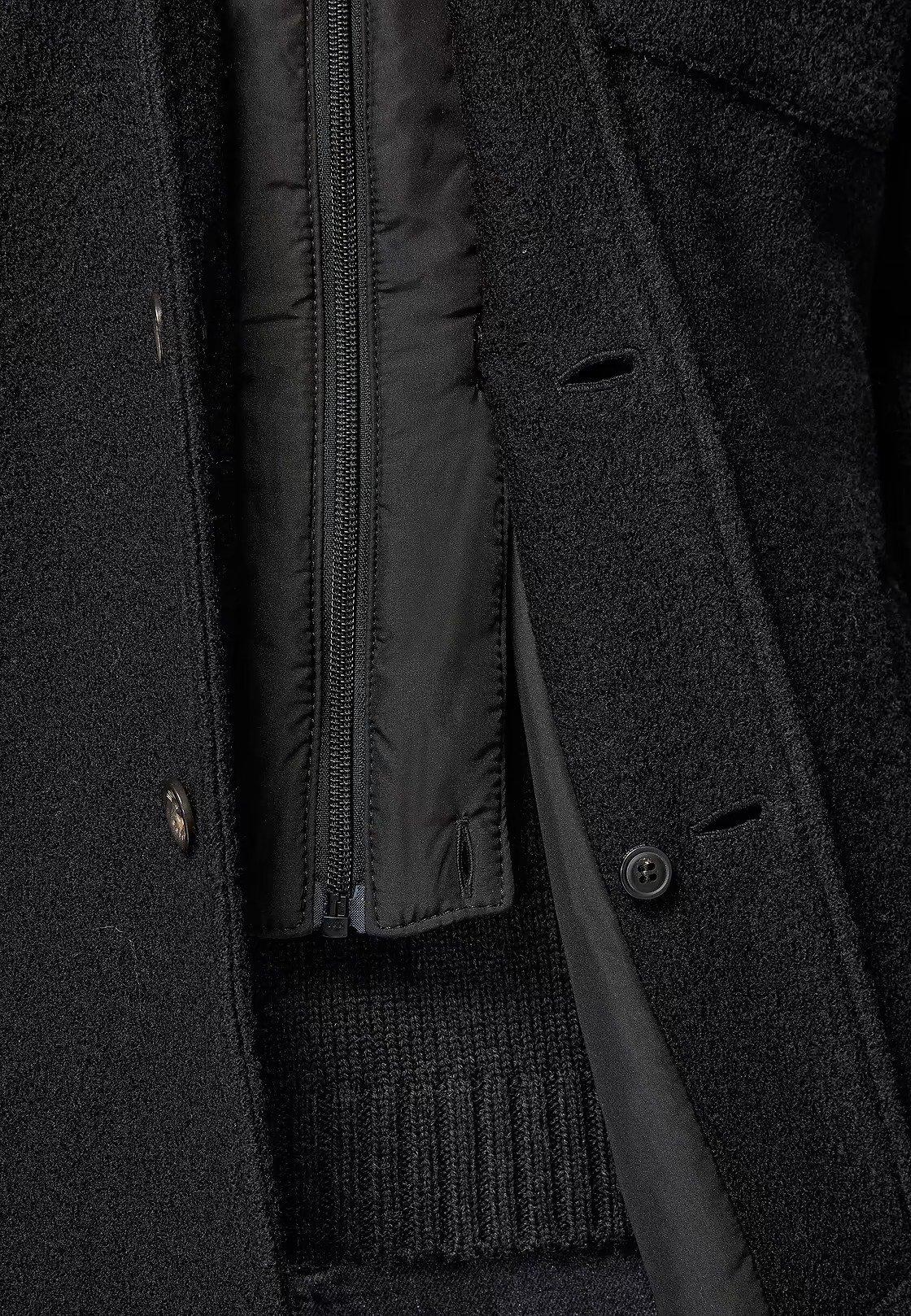 Black Textured Shirt Jacket, Black, large image number 4