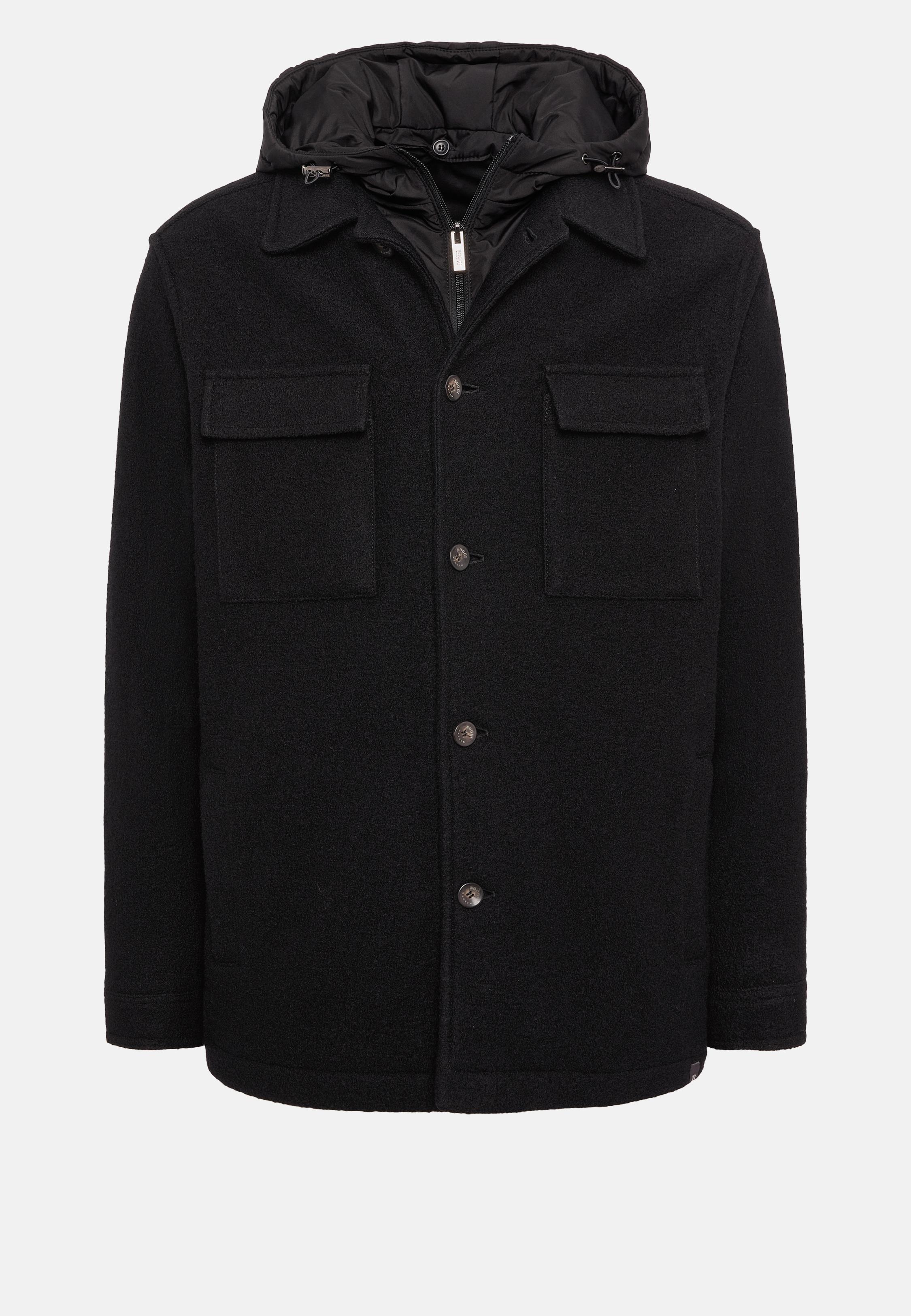 Black Textured Shirt Jacket, , large image number 6