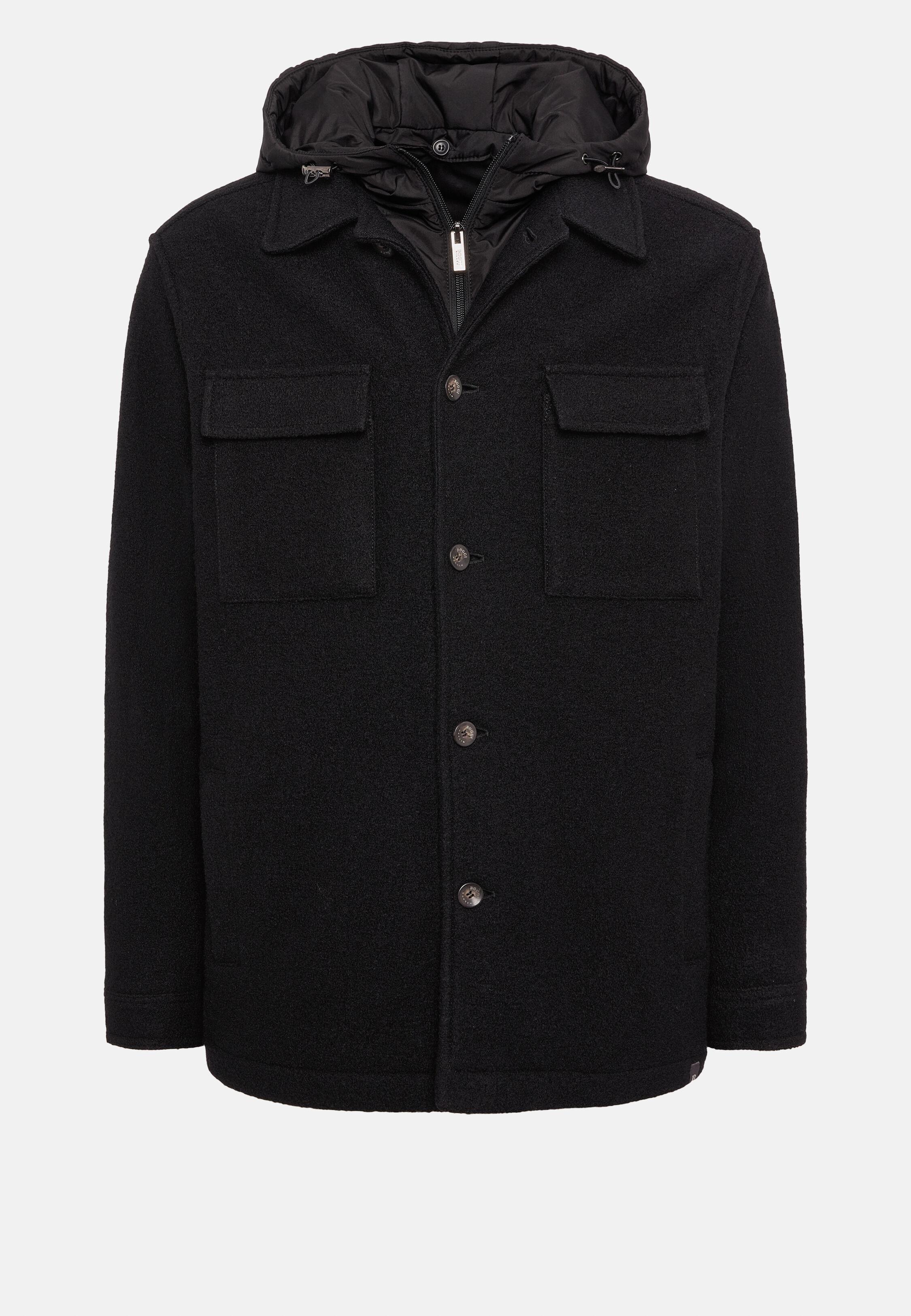 Black Textured Shirt Jacket, Black, large image number 6