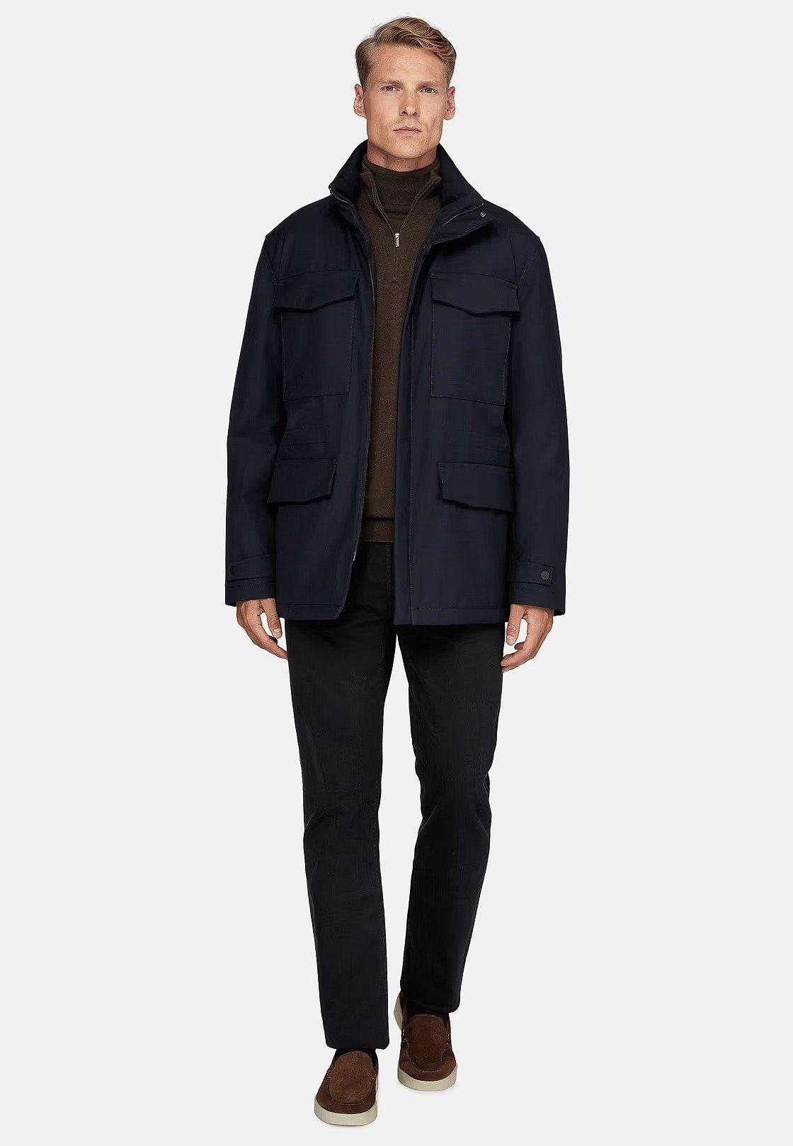 Blue Solid Technical Jacket, Navy blue, large image number 0