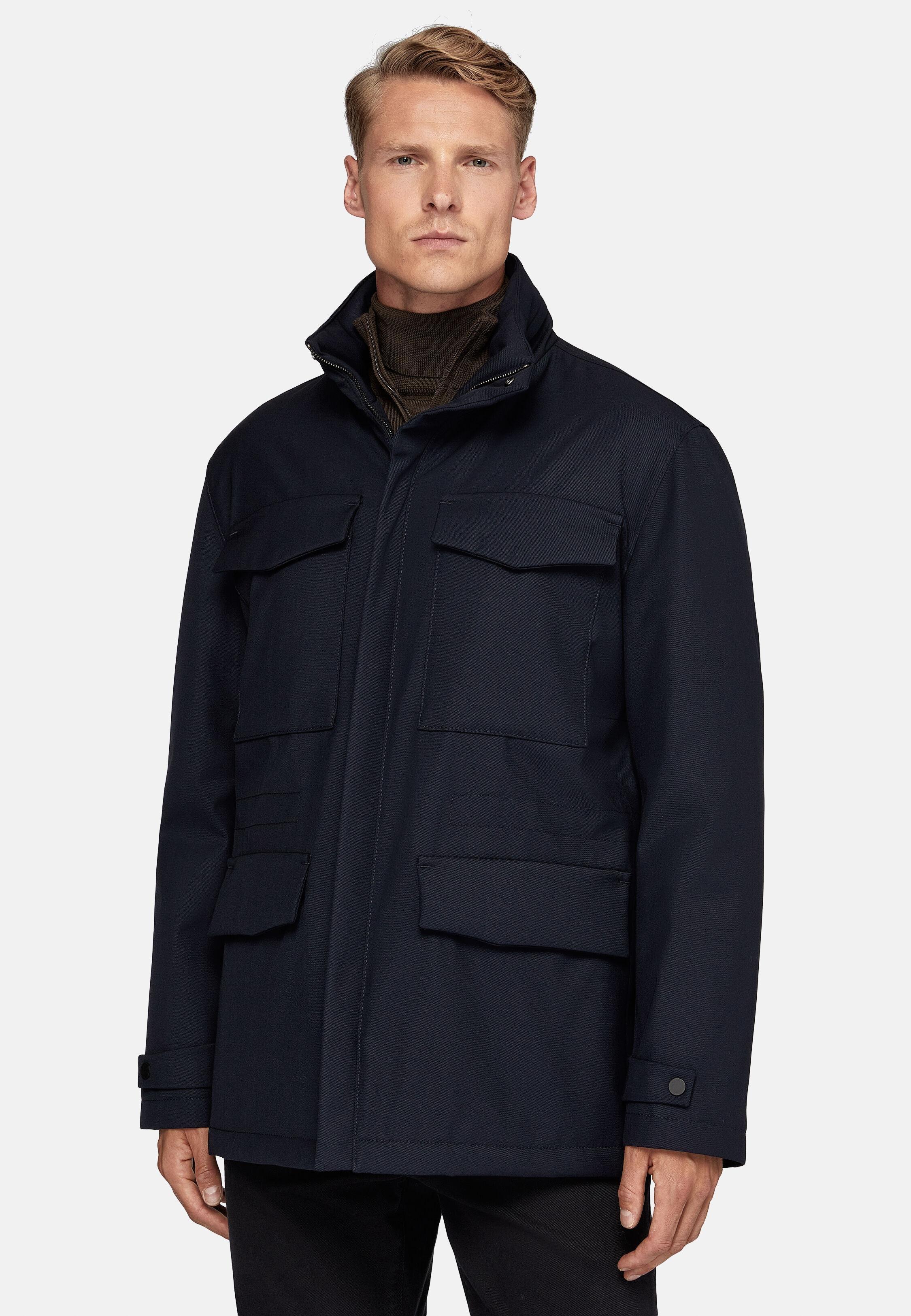 Blue Solid Technical Jacket, Navy blue, large image number 1