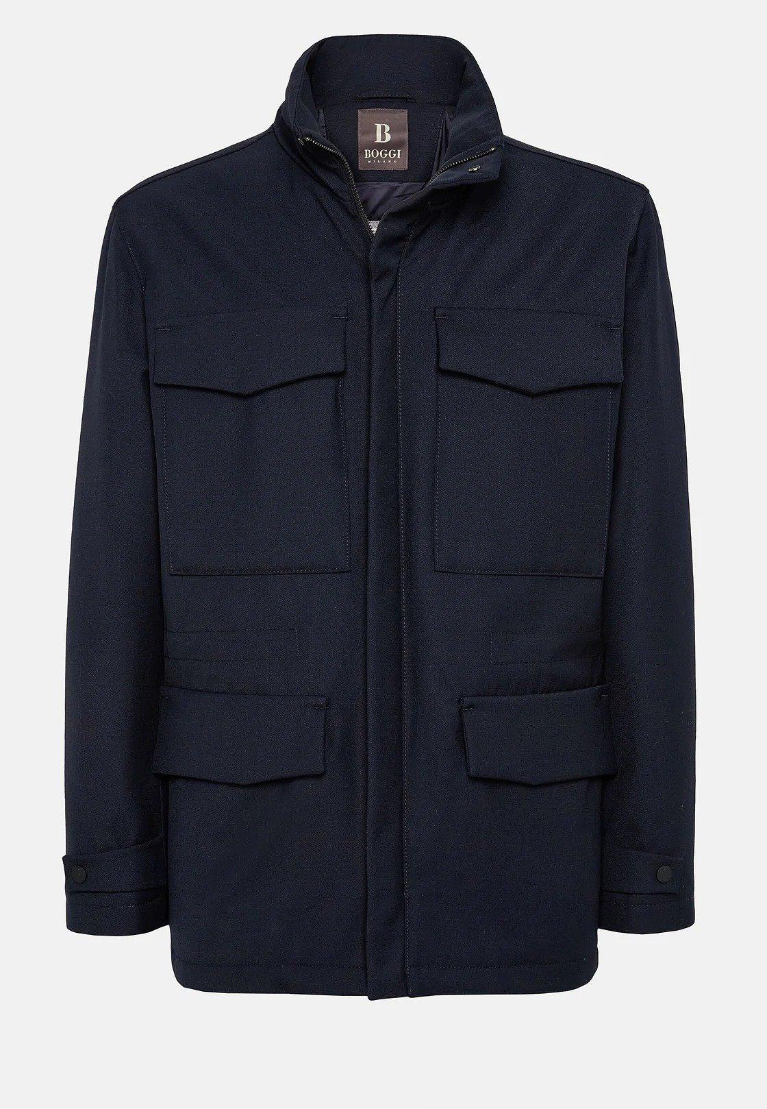 Blue Solid Technical Jacket, Navy blue, large image number 4