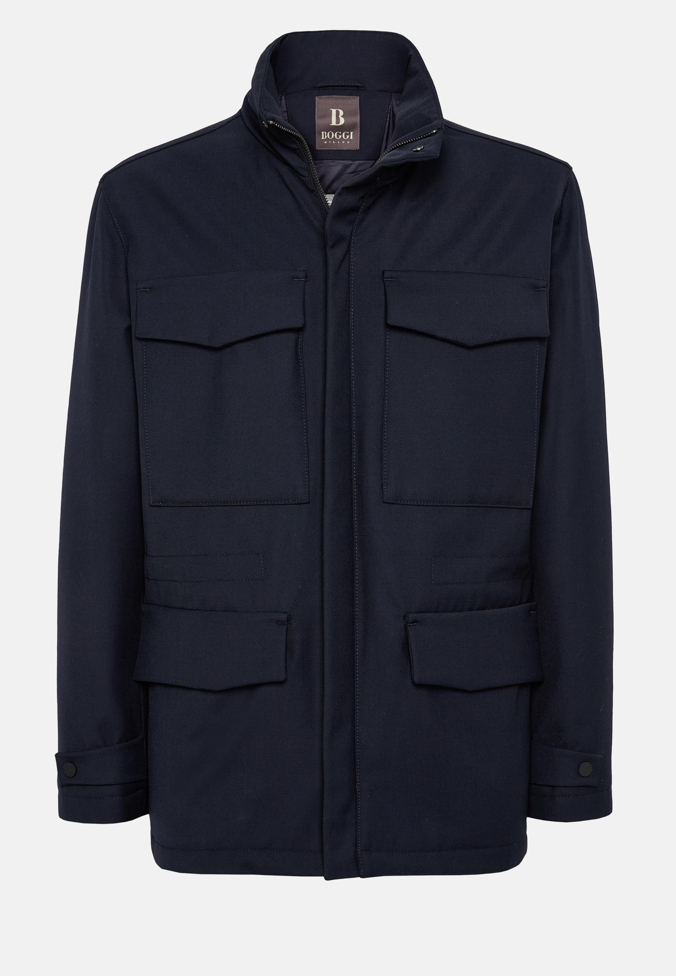 Blue Field Jacket In Padded Technical Fabric, , large image number 6