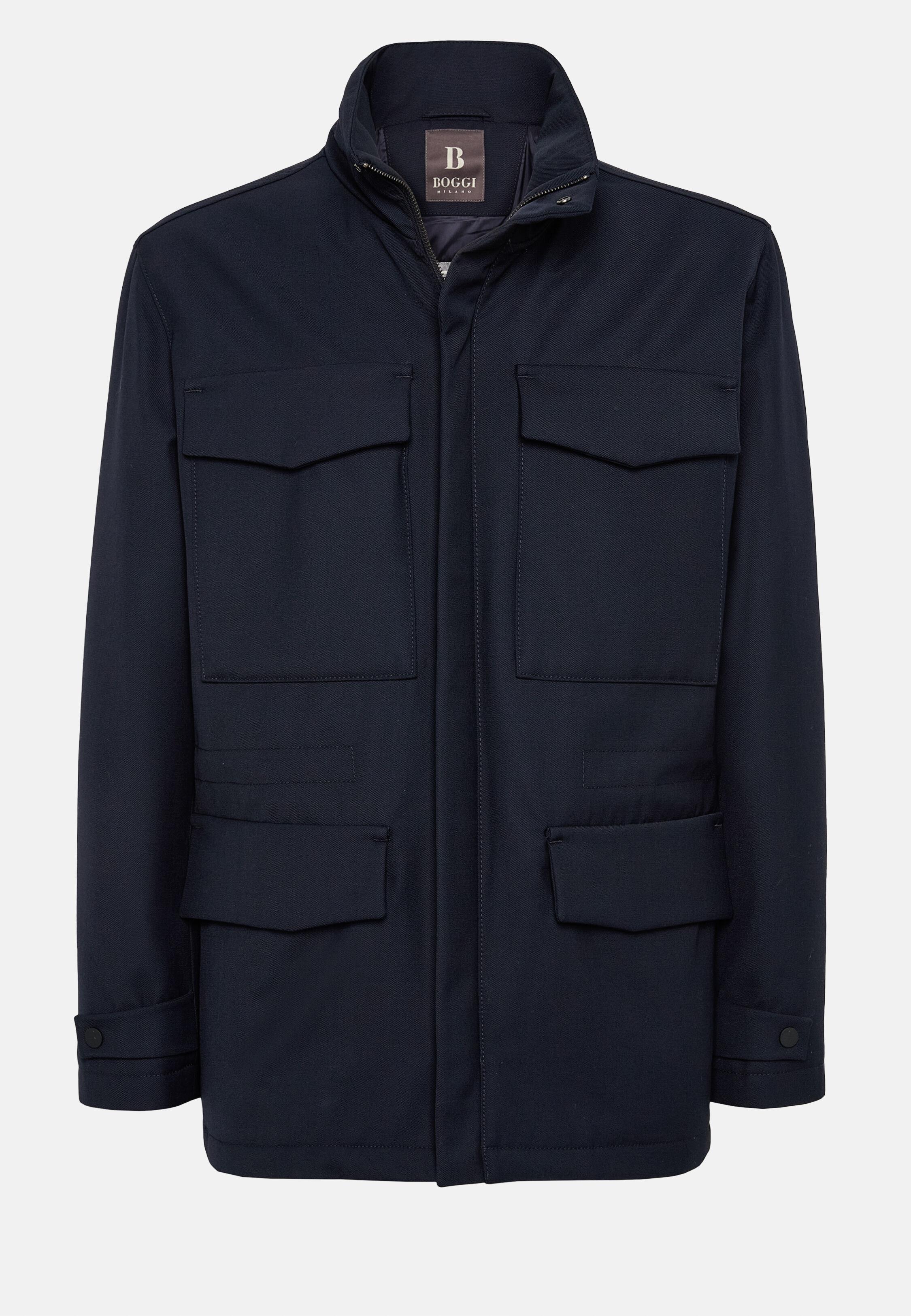 Blue Solid Technical Jacket, Navy blue, large image number 6