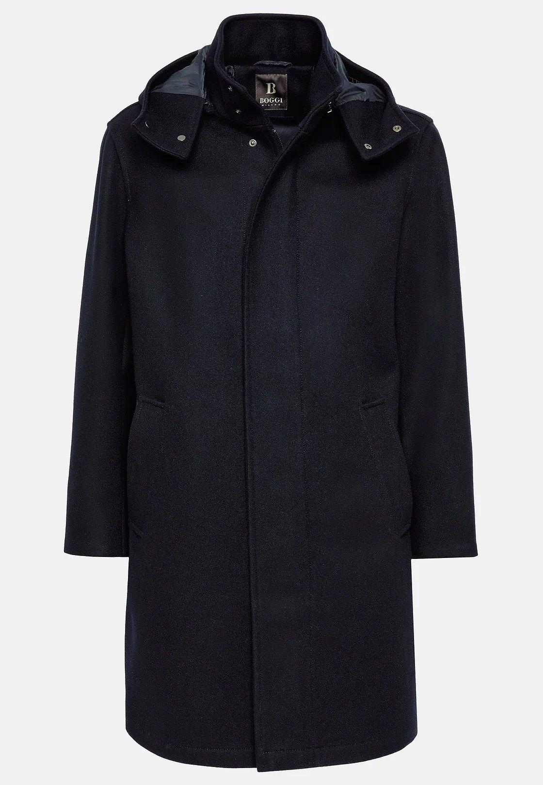 Navy Parka In Technical Wool, , large image number 4