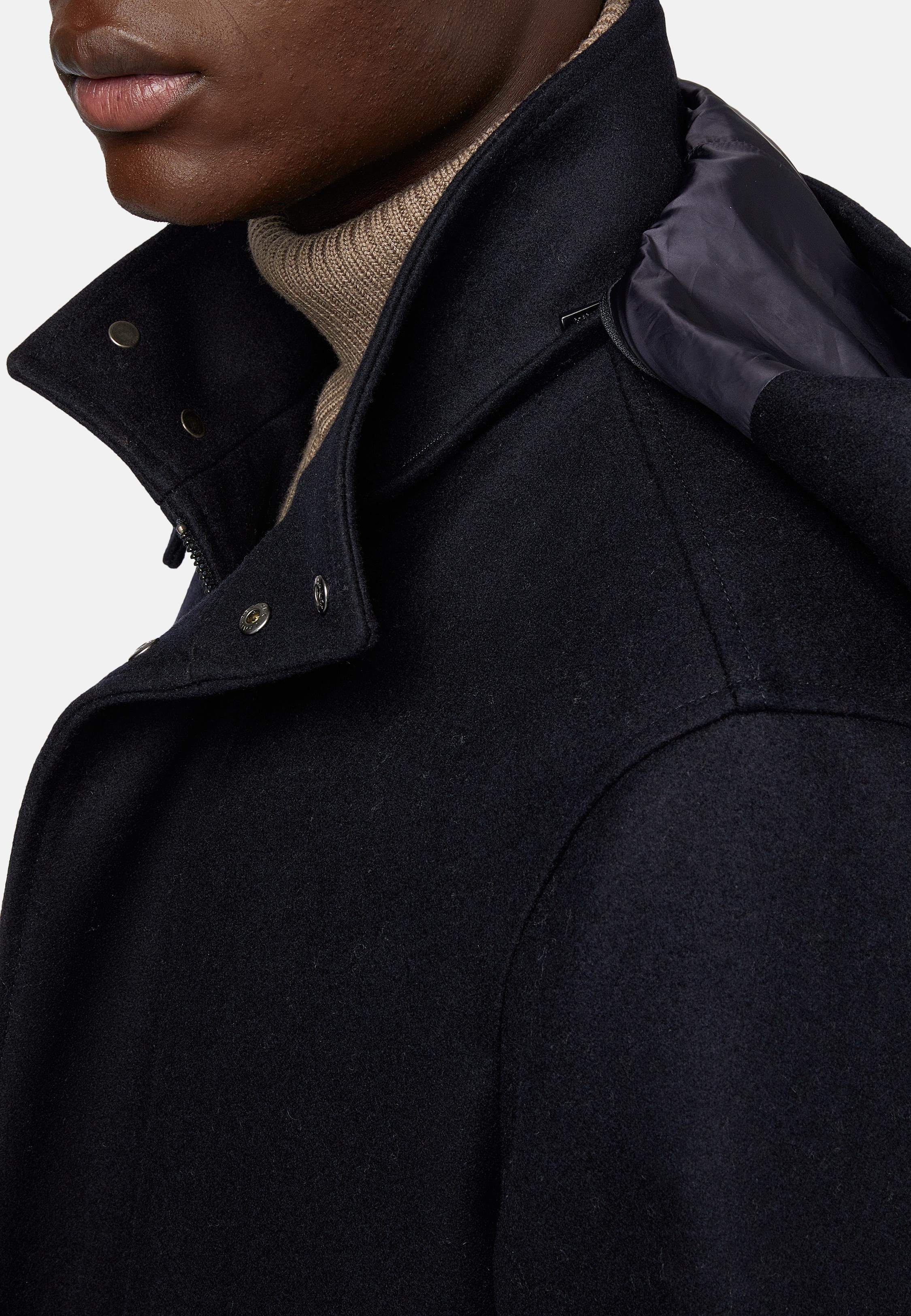 Navy Parka In Technical Wool, , large image number 5