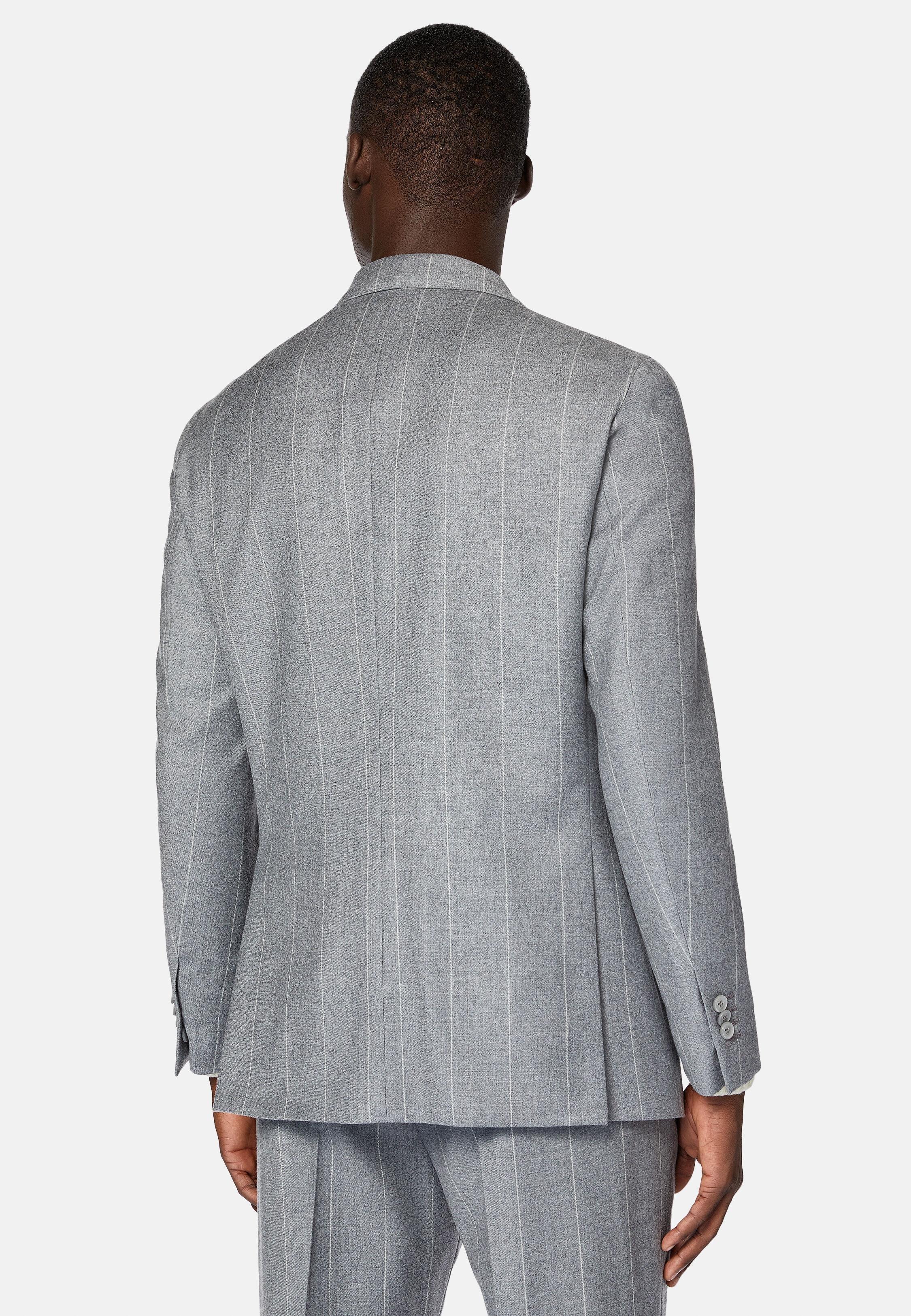 Grey Pinstripe Suit Jacket, Grey, large image number 3