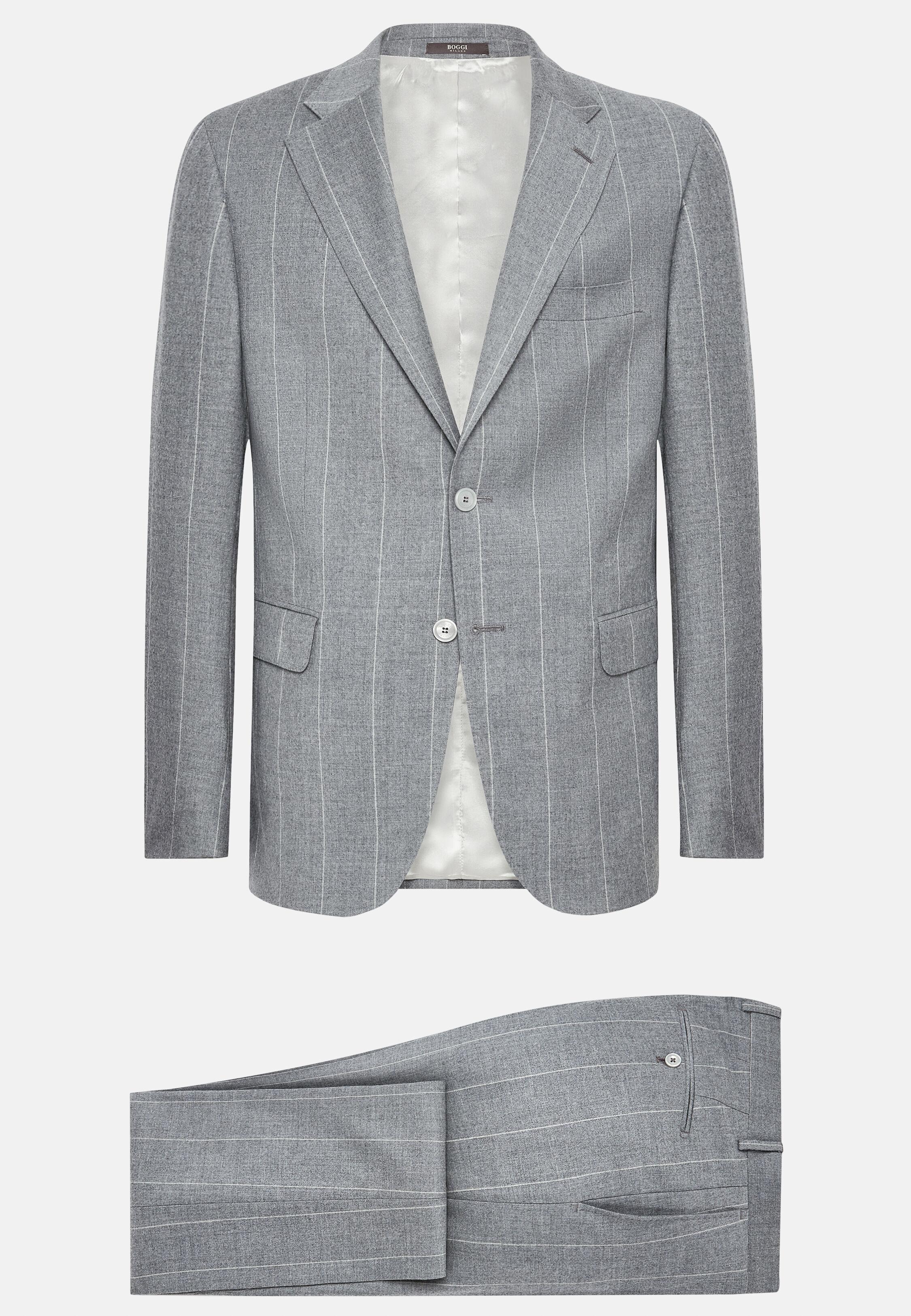 Grey Pinstripe Suit Jacket, Grey, large image number 7