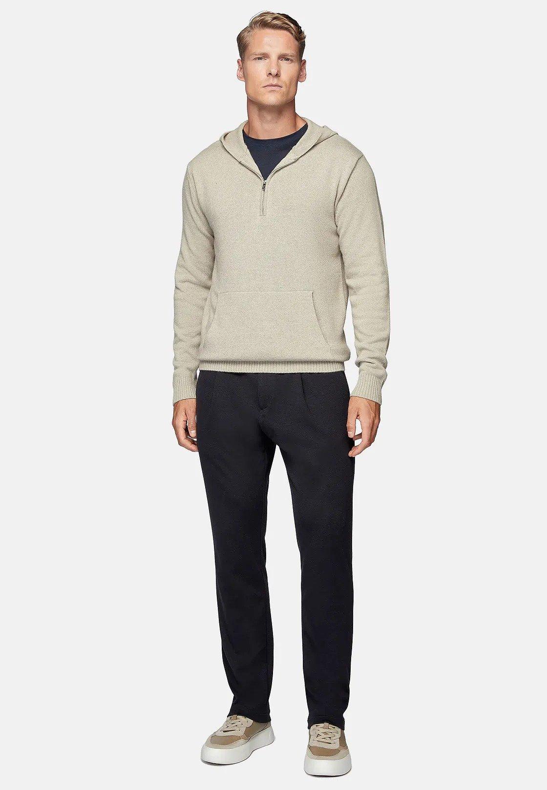 Beige Solid Long Pullover, , large image number 0