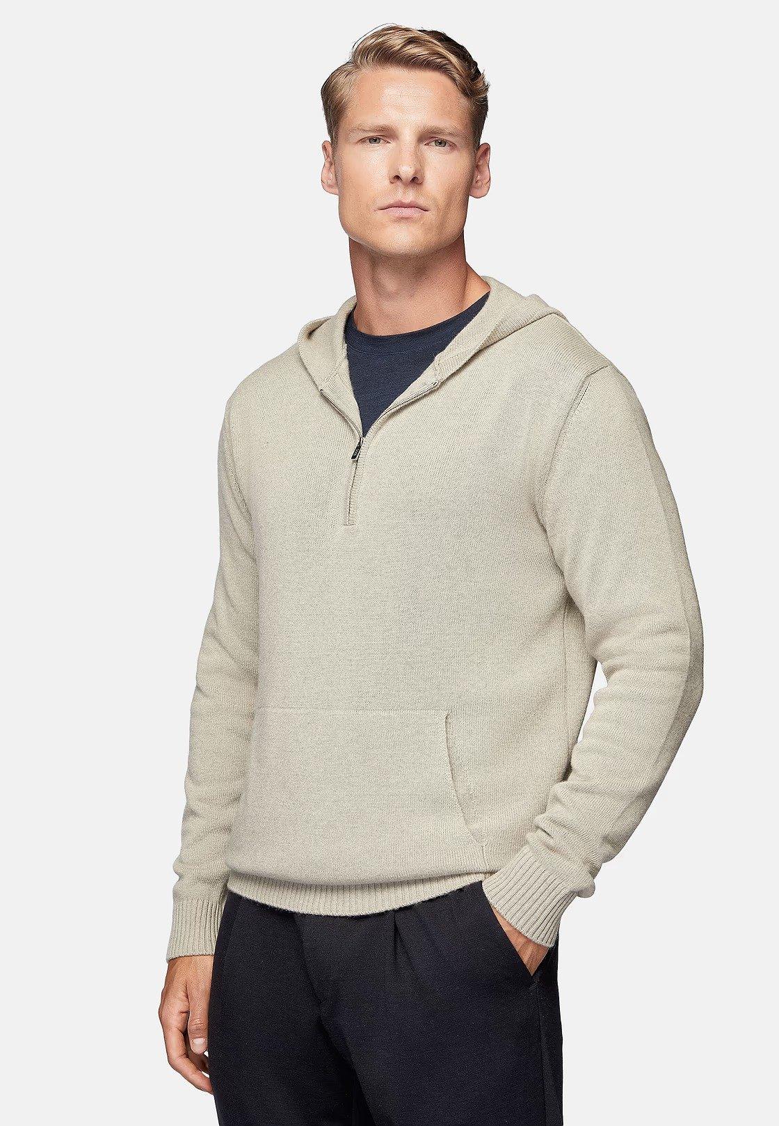 Beige Solid Long Pullover, , large image number 2