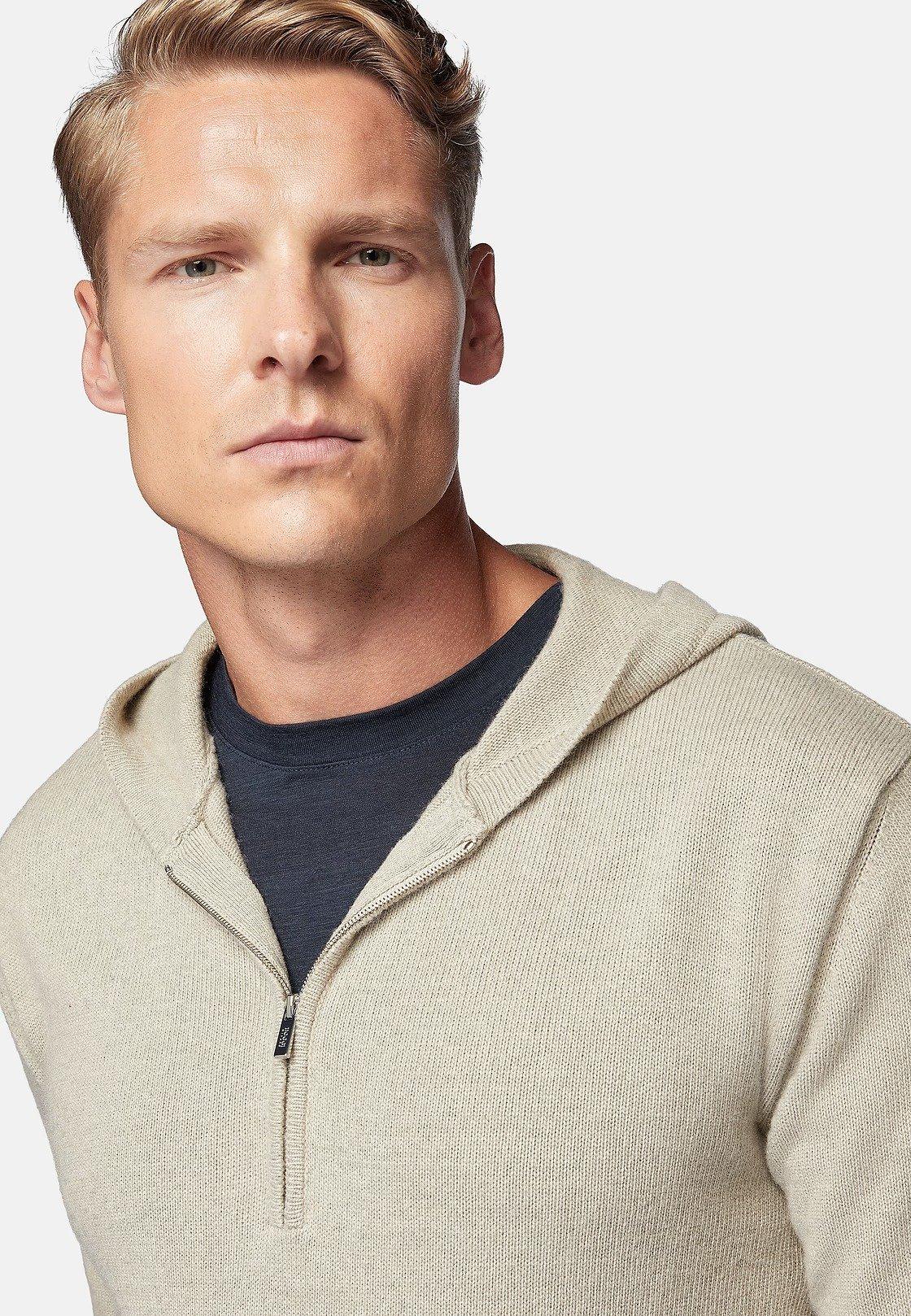 Beige Solid Long Pullover, , large image number 4