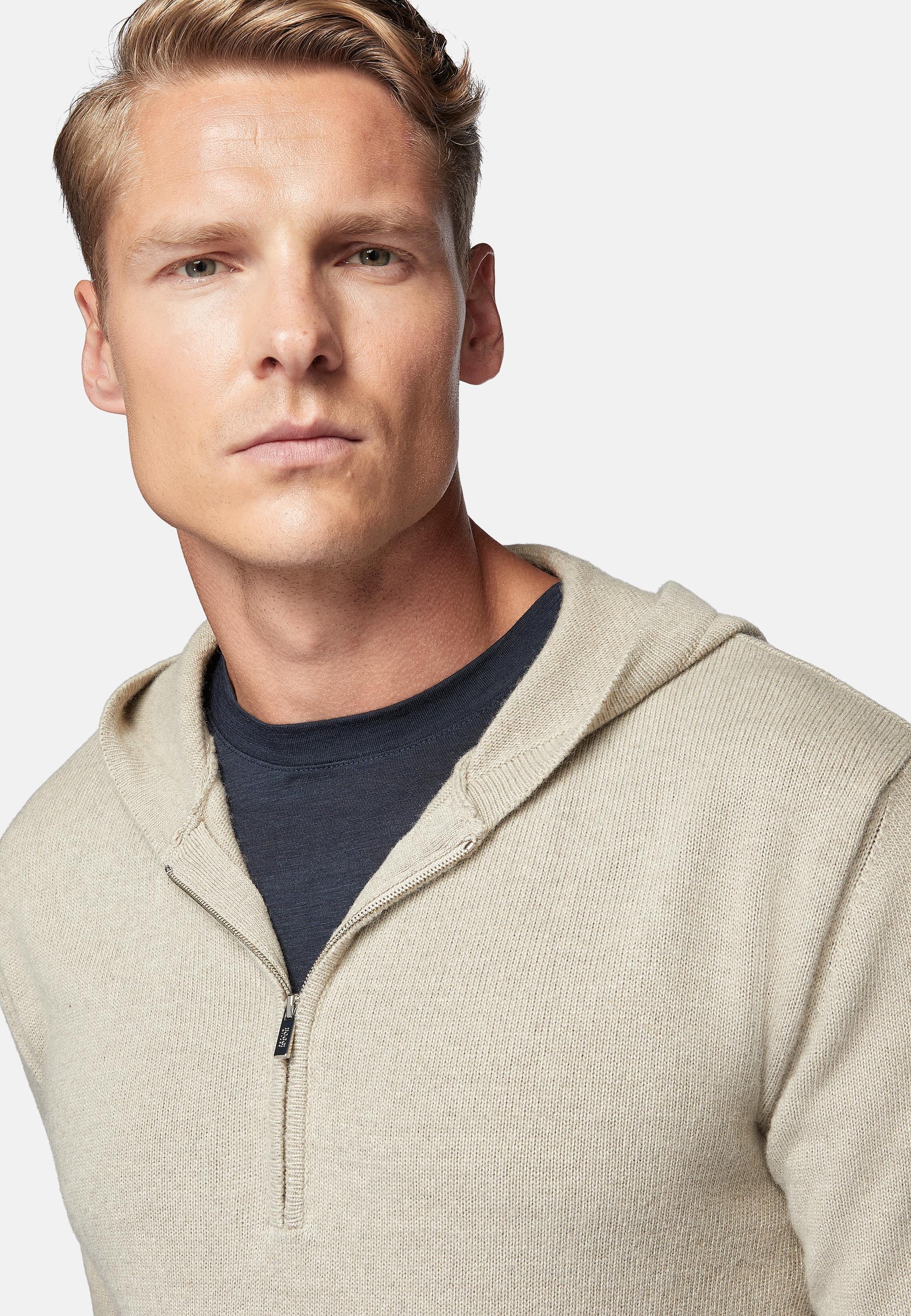 Beige Solid Long Pullover, , large image number 5