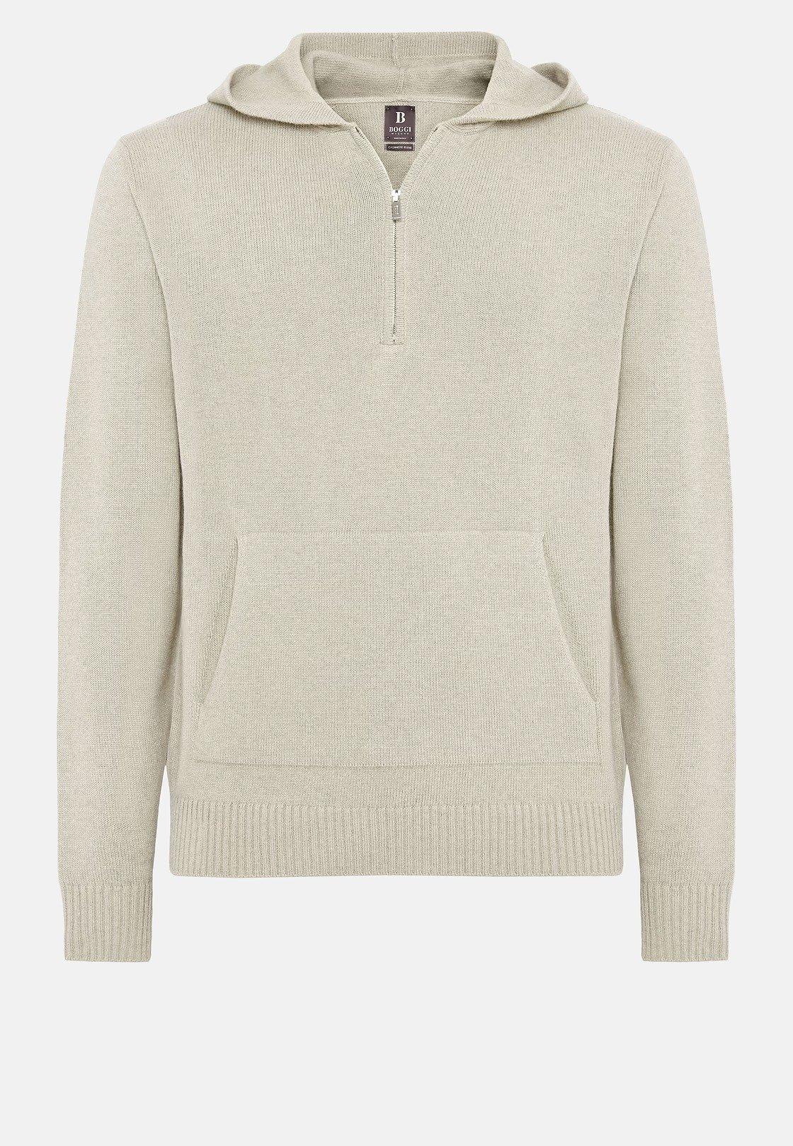 Beige Solid Long Pullover, , large image number 6