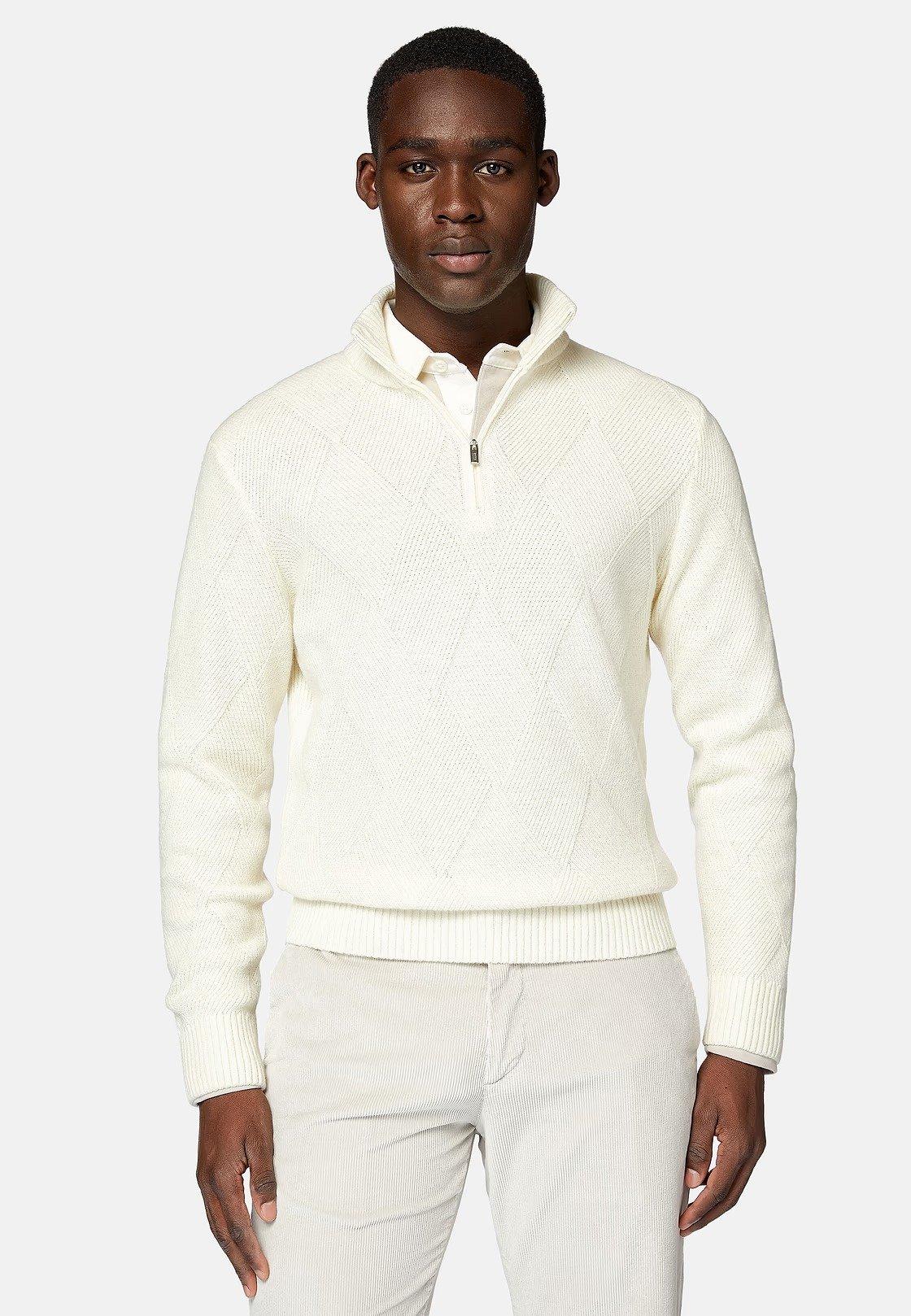 White Texture Long Jumper, White, large image number 0