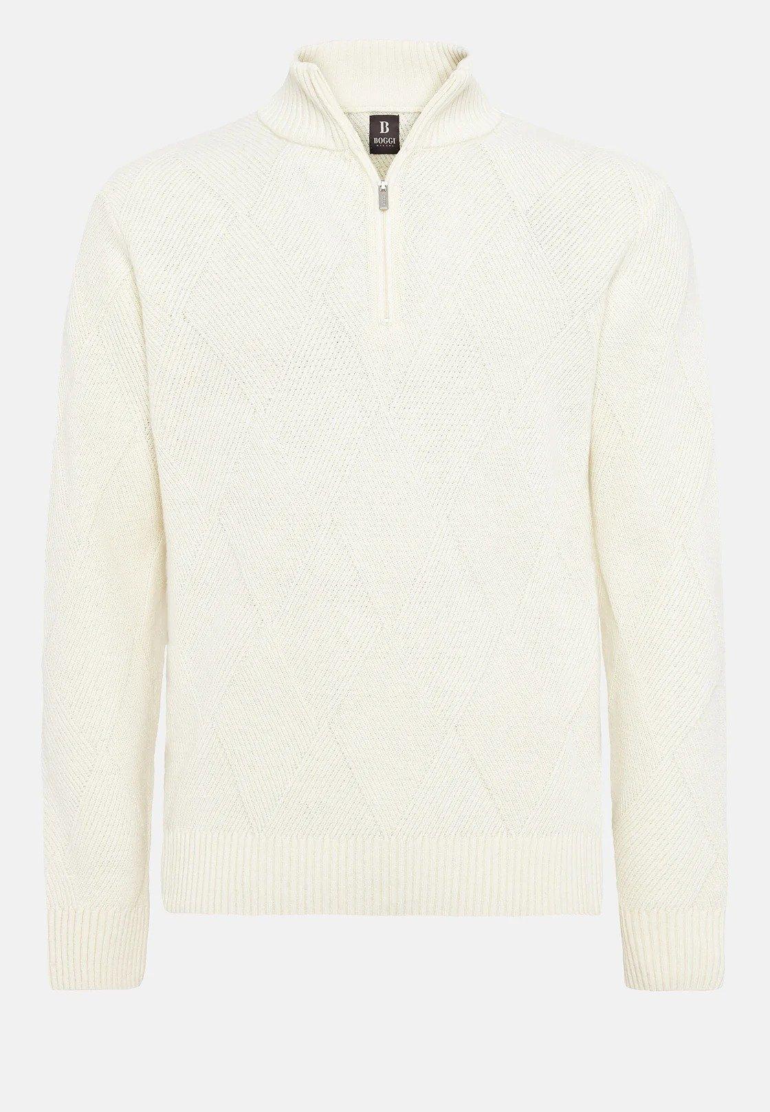 White Texture Long Jumper, 3901_WHIT, large image number 6