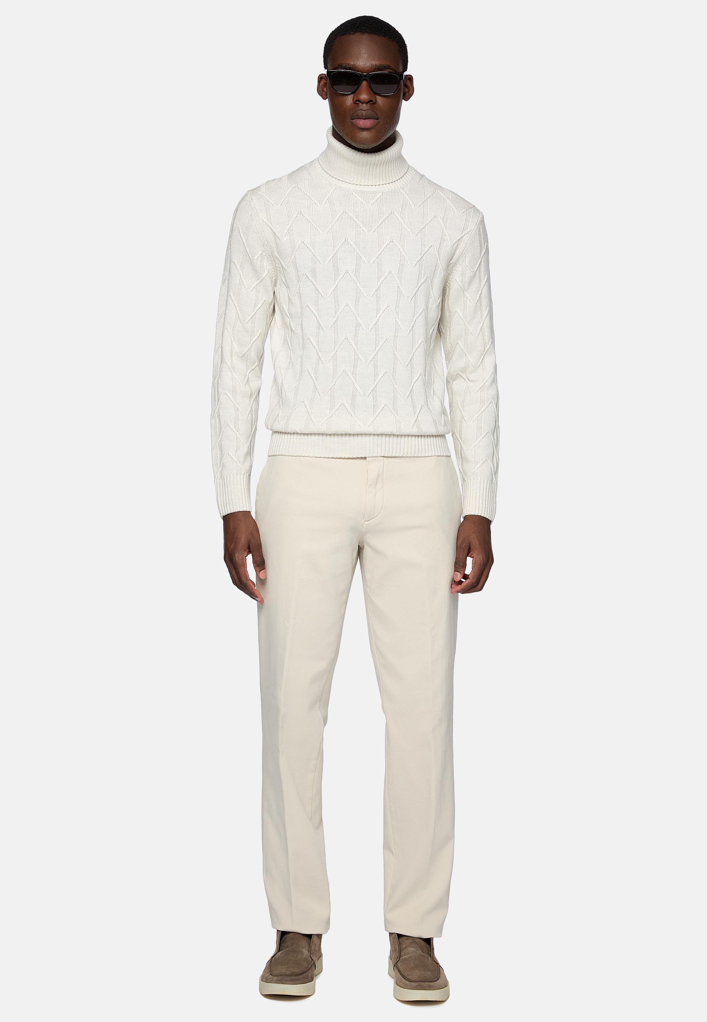 White Merino Wool Turtleneck Sweater, , large image number 0