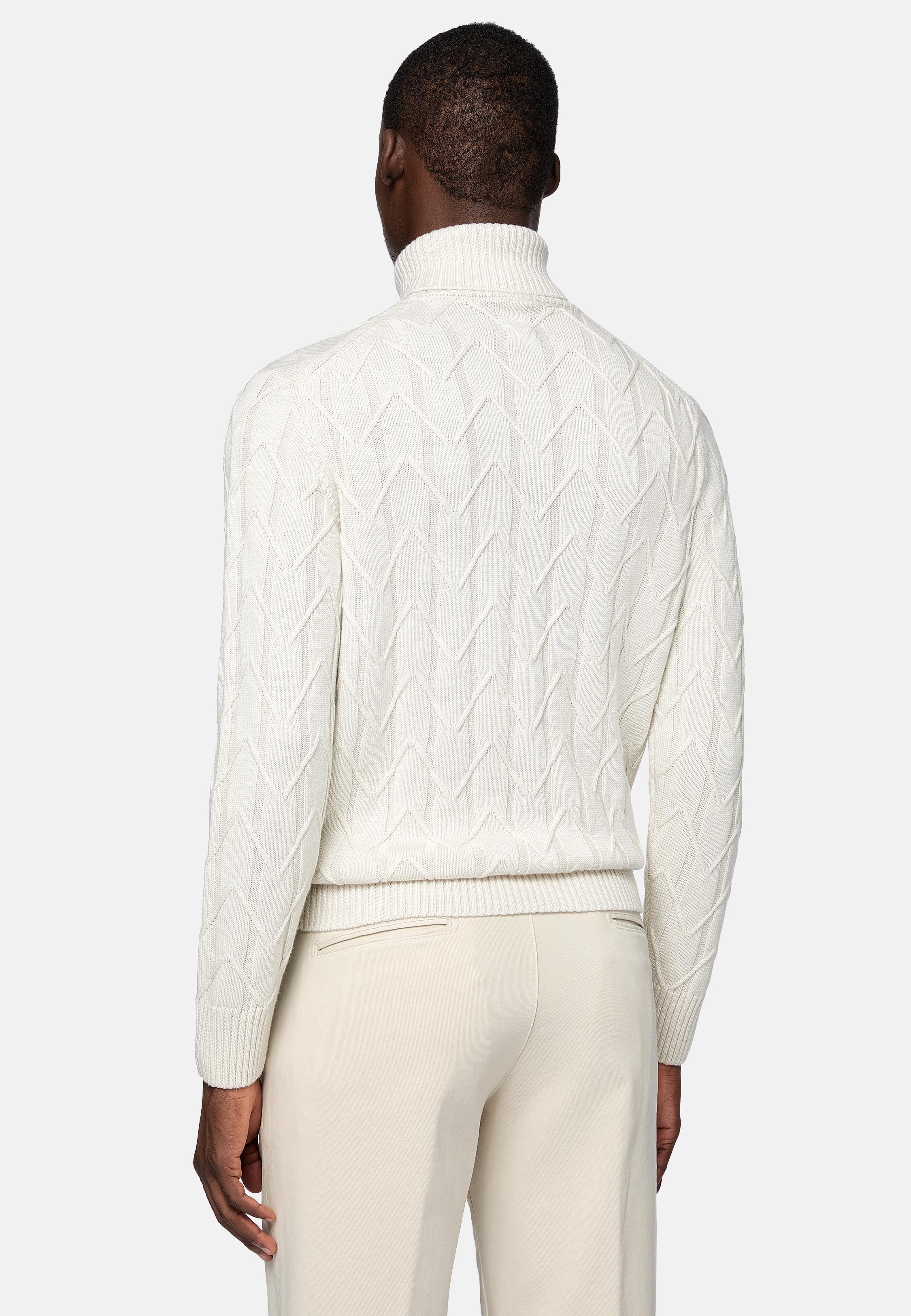 White Merino Wool Turtleneck Sweater, , large image number 2