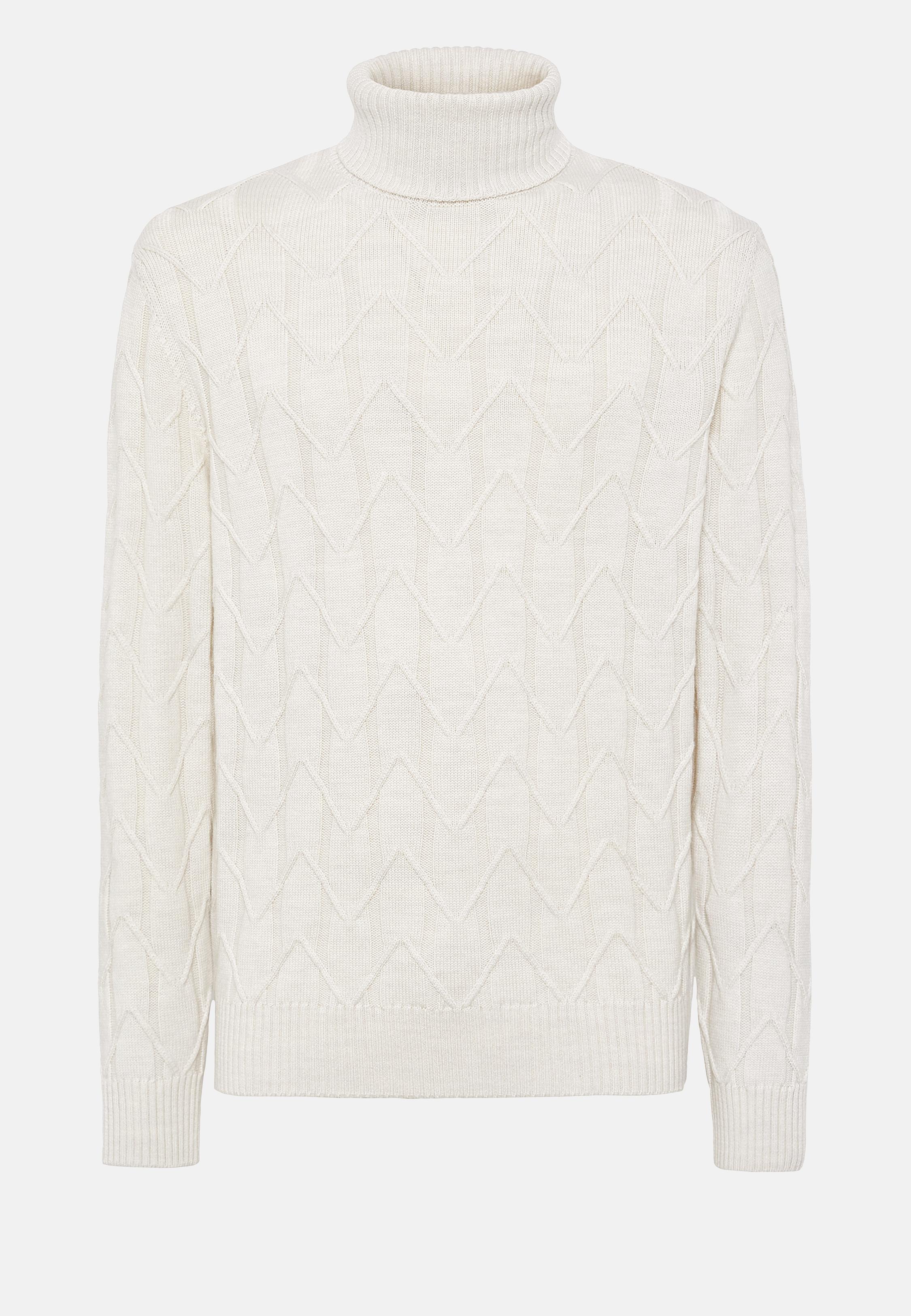 White Merino Wool Turtleneck Sweater, , large image number 4