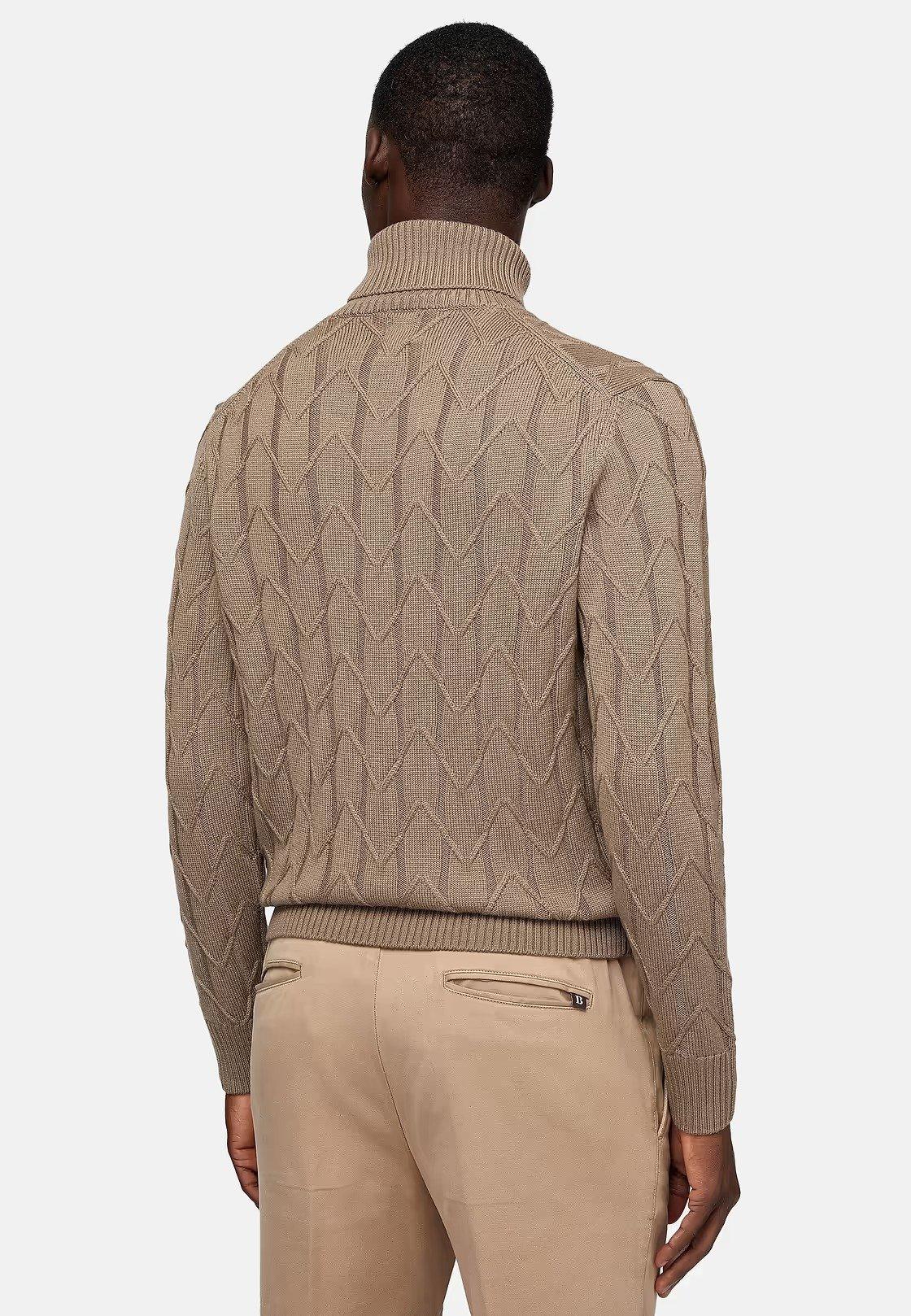 Brown Merino Wool Polo Neck Pullover, , large image number 2