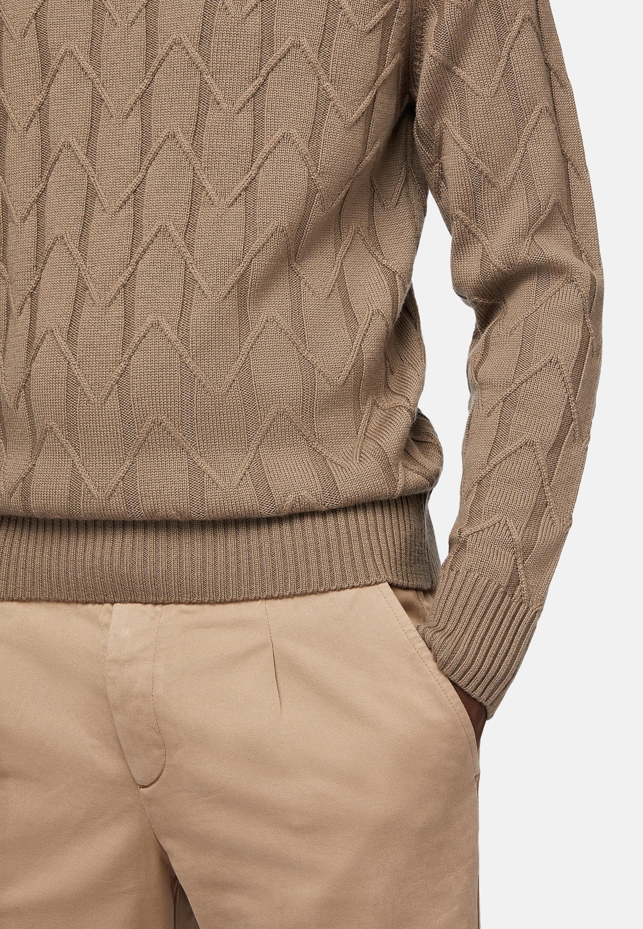 Brown Merino Wool Polo Neck Pullover, , large image number 5