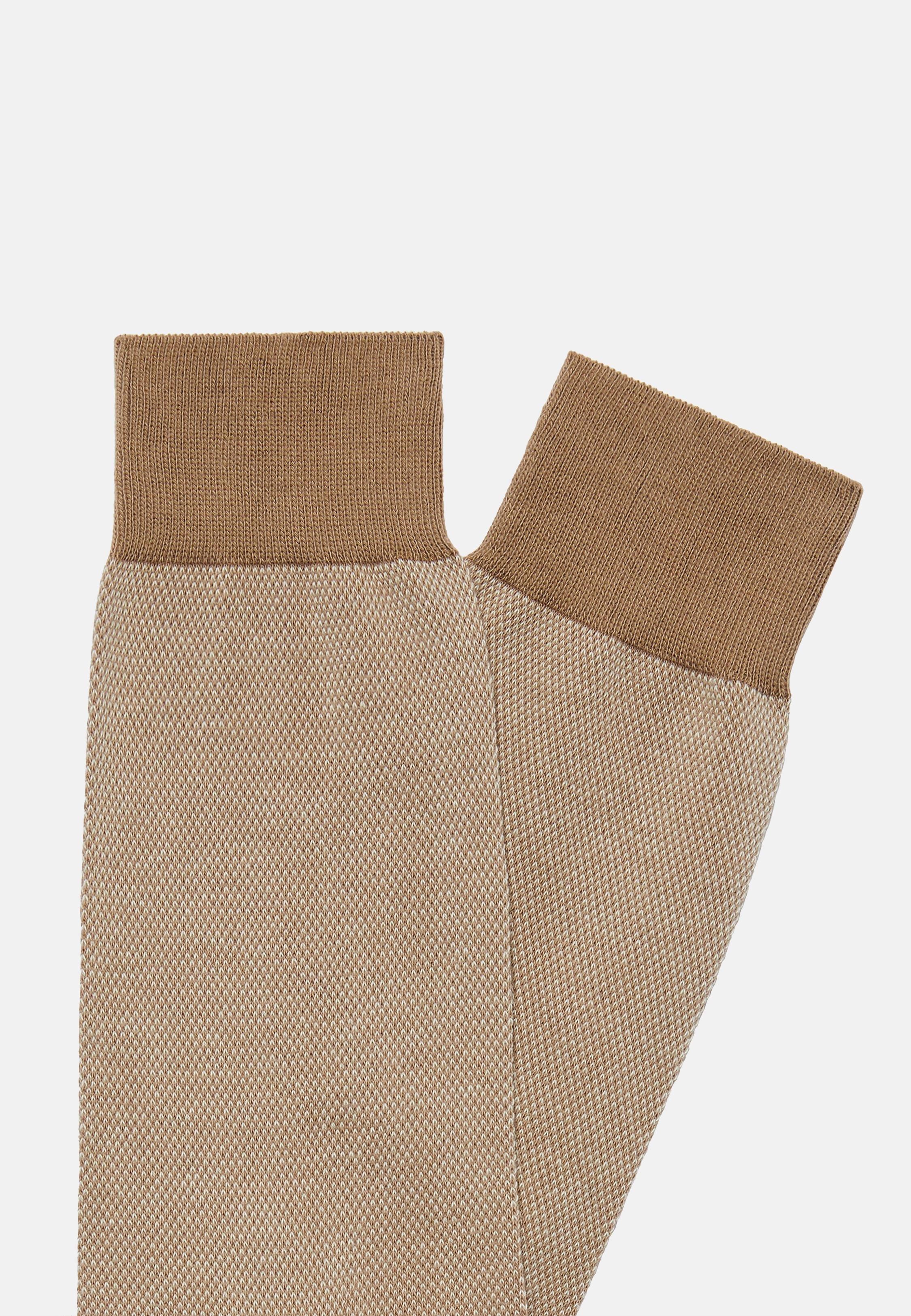 Beige Oxford Cotton Socks, Beige, large image number 0