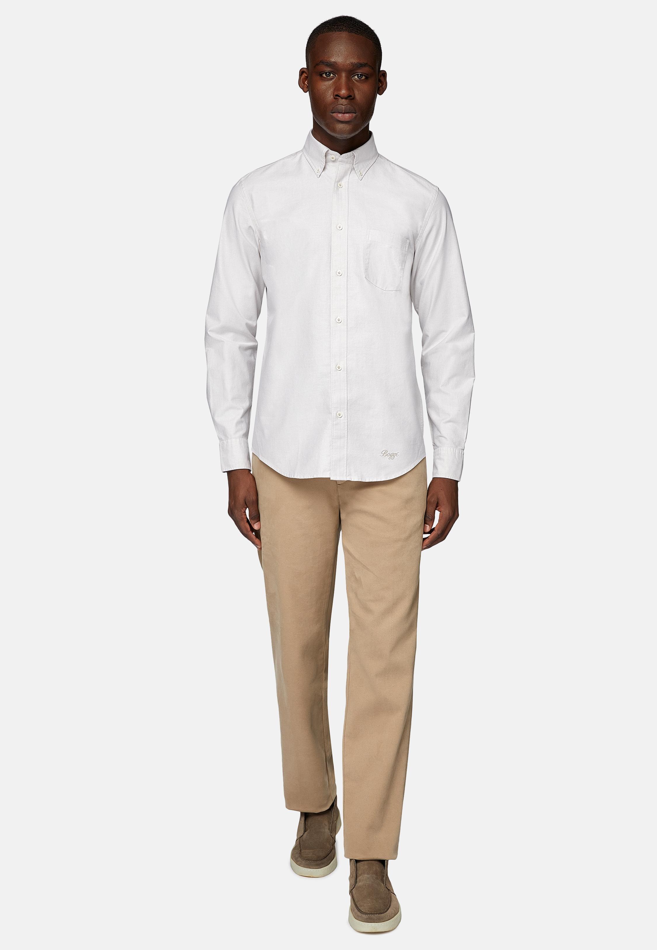 Beige Regular Fit Organic Oxford Cotton Shirt, , large image number 0