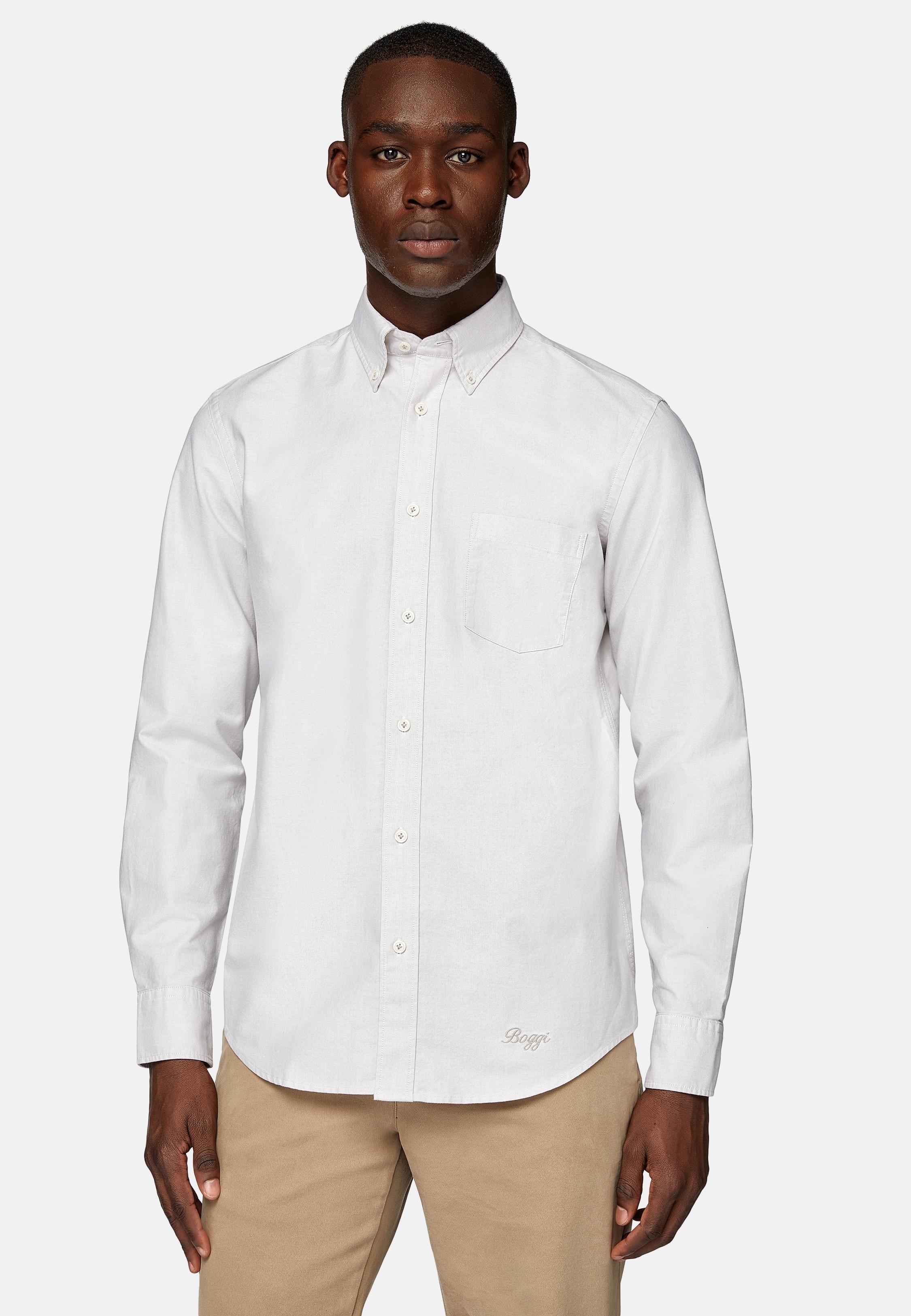 Beige Regular Fit Organic Oxford Cotton Shirt, , large image number 1
