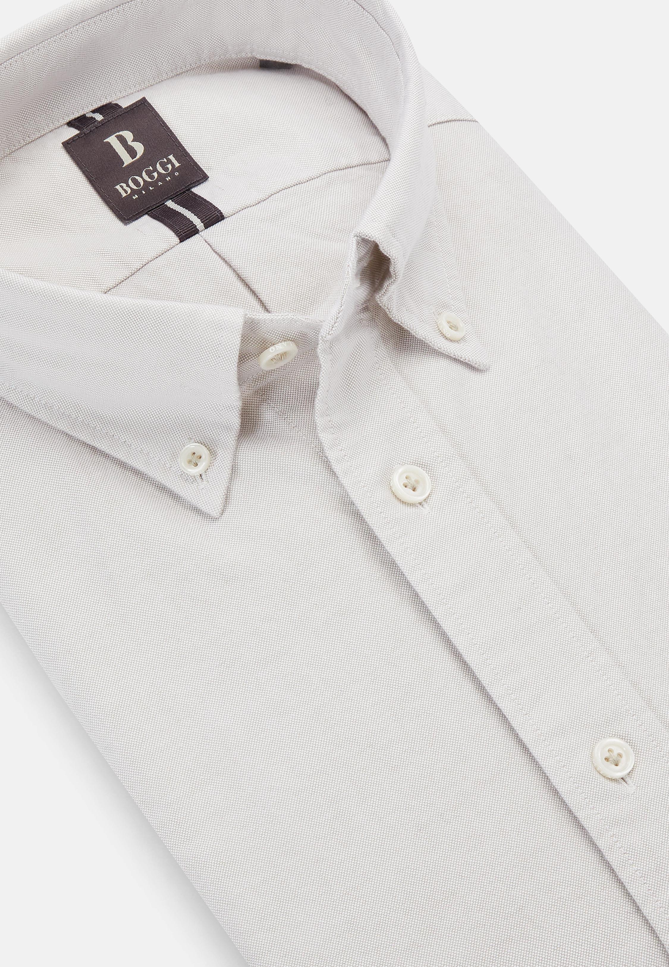 Beige Regular Fit Organic Oxford Cotton Shirt, , large image number 4