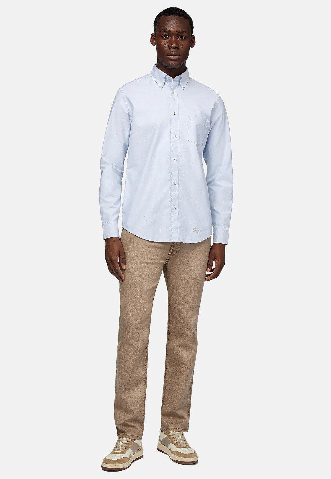 Blue Solid Oxford Shirt, 3901_LTBL, large image number 0