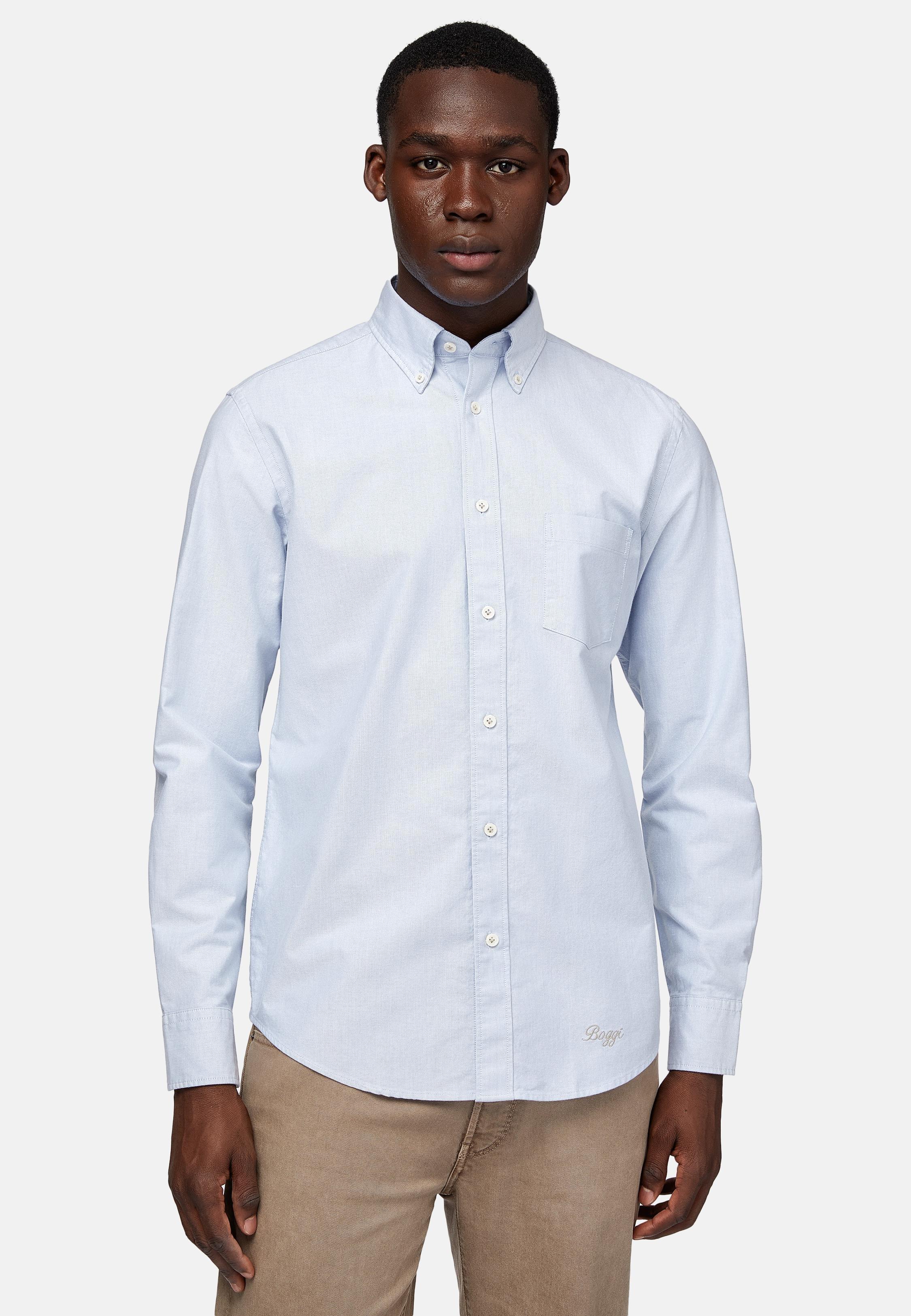 Blue Solid Oxford Shirt, , large image number 1