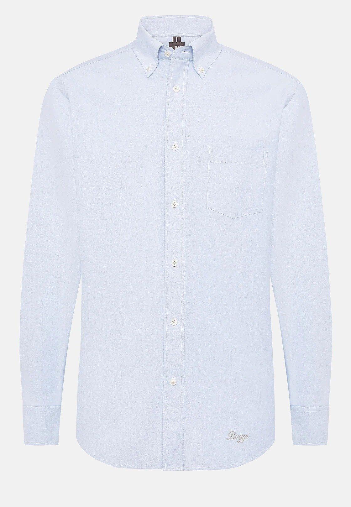 Blue Solid Oxford Shirt, 3901_LTBL, large image number 4