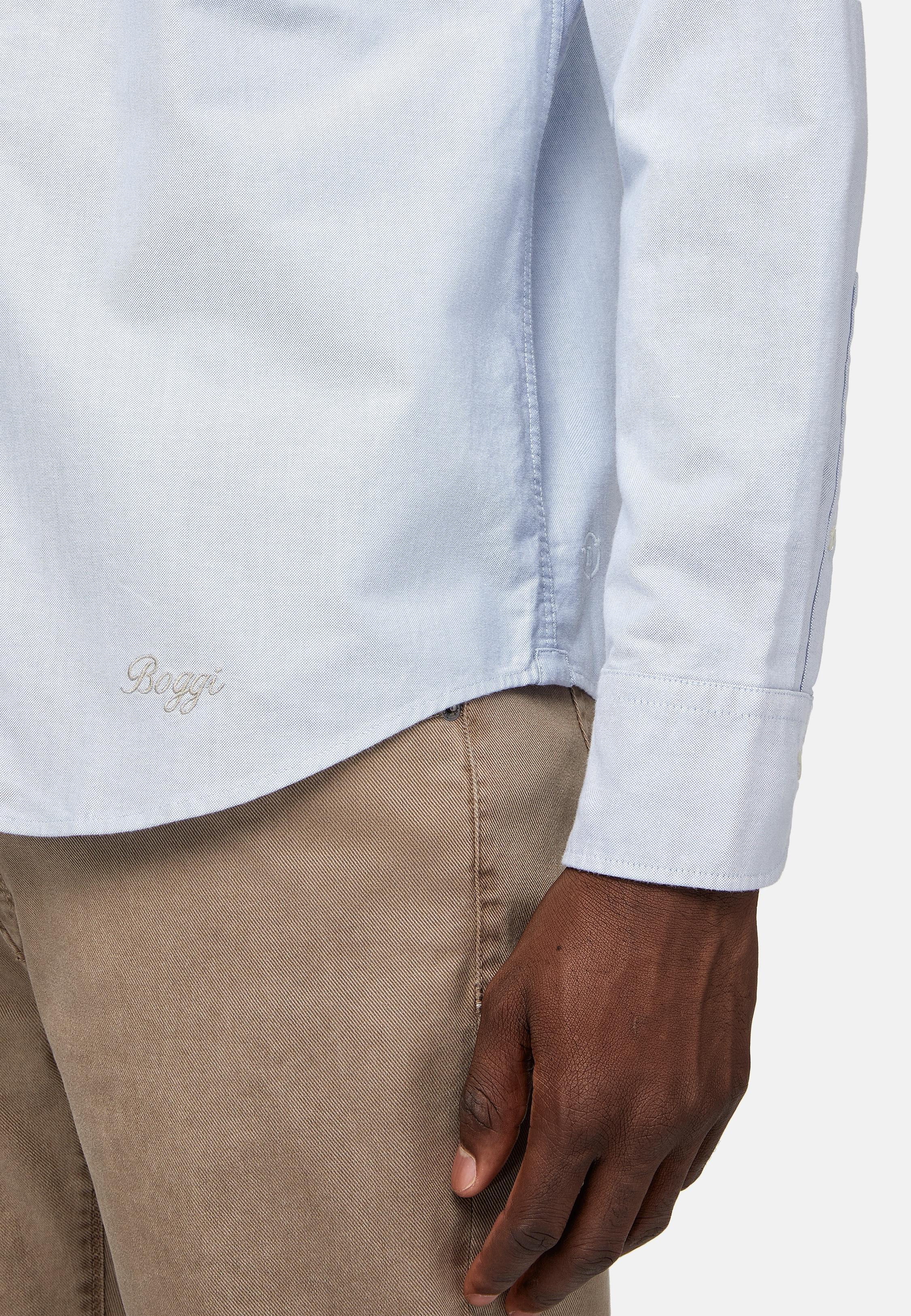 Blue Solid Oxford Shirt, , large image number 5