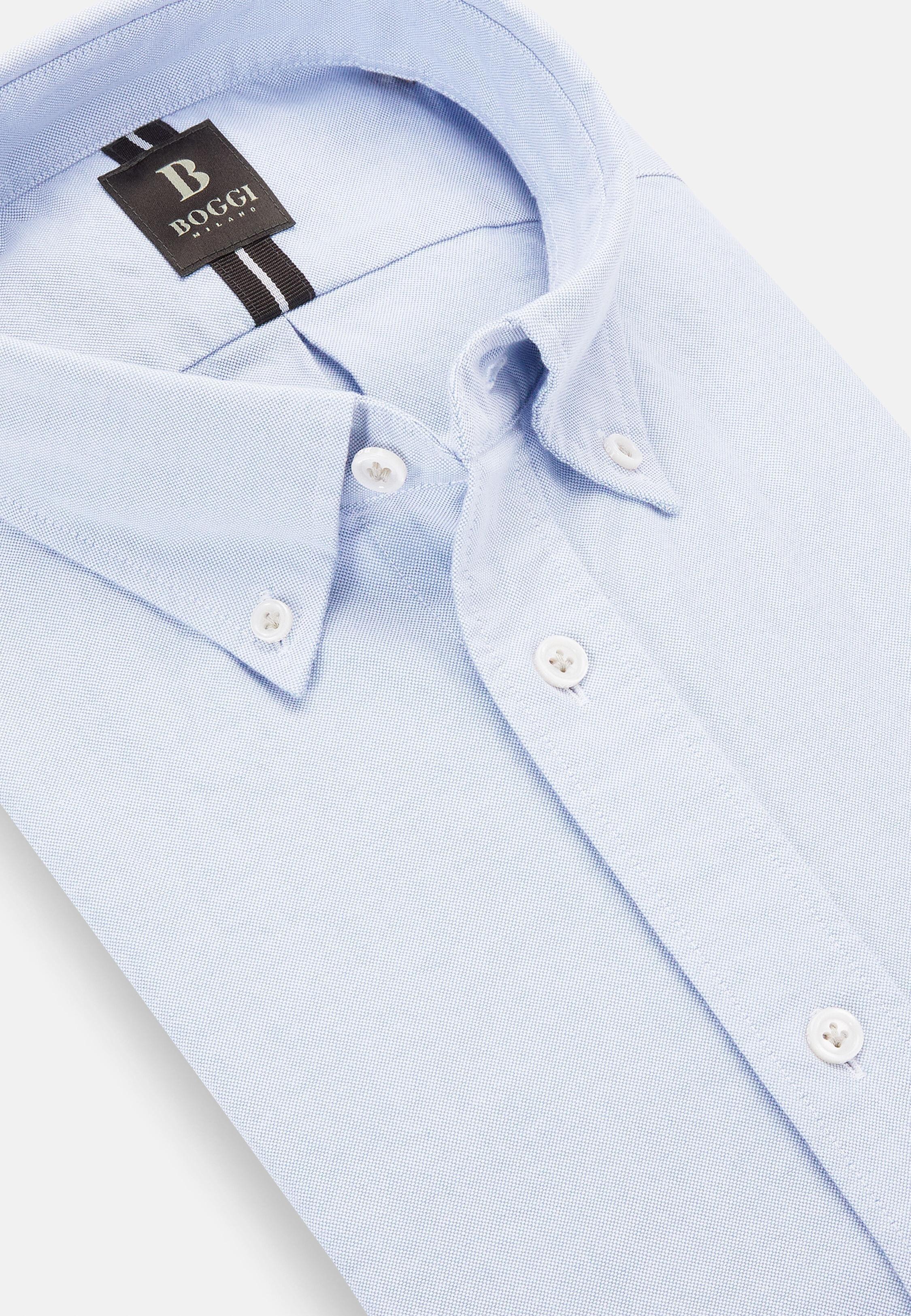 Blue Solid Oxford Shirt, 3901_LTBL, large image number 6