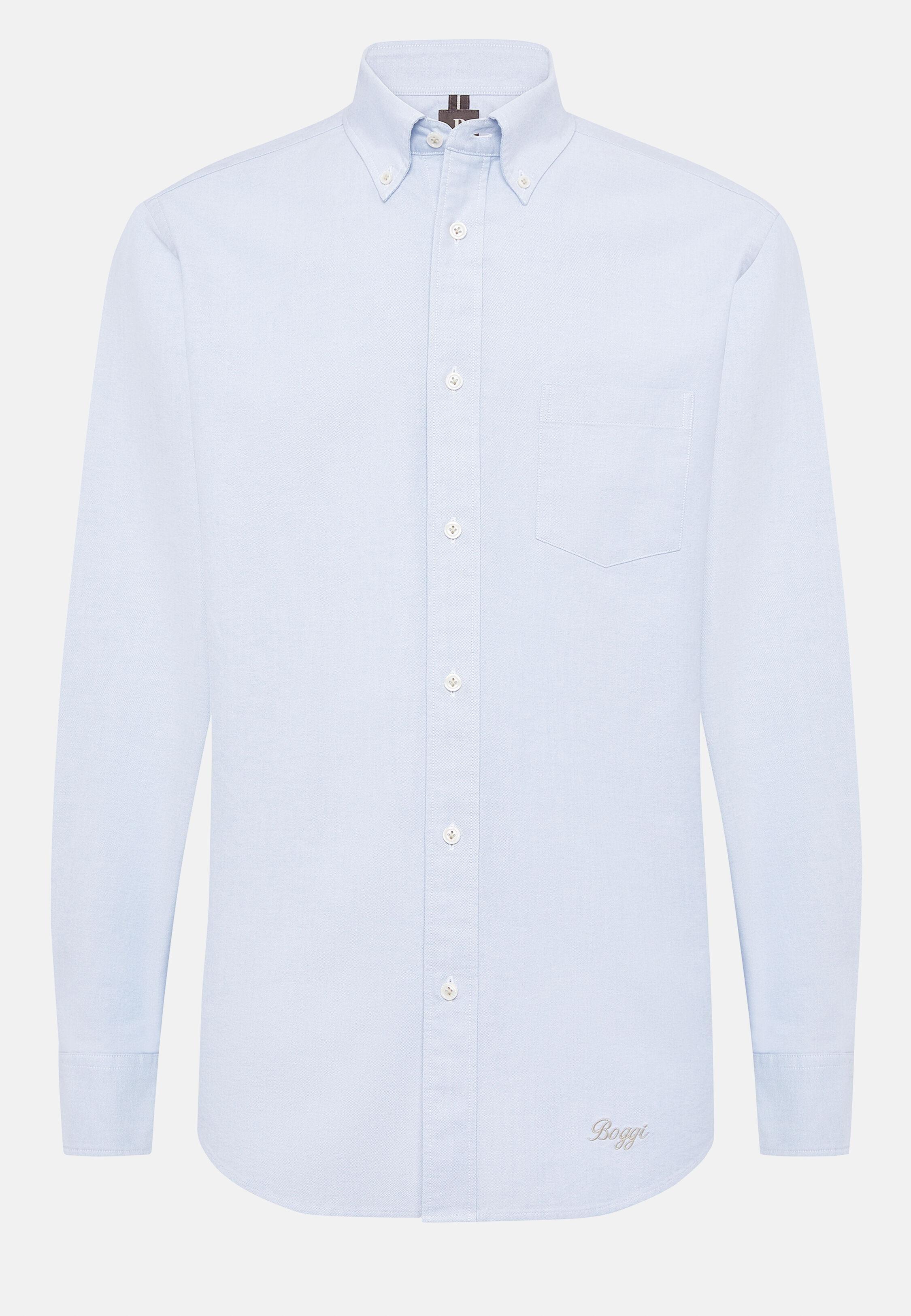 Blue Solid Oxford Shirt, Light Blue, large image number 8