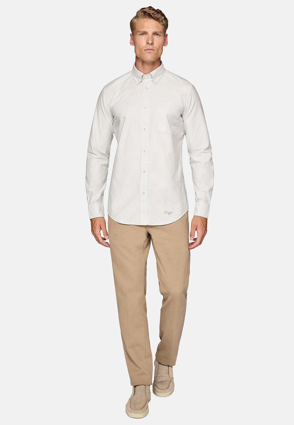 Grey Regular Fit Organic Oxford Cotton Shirt, , large image number 0