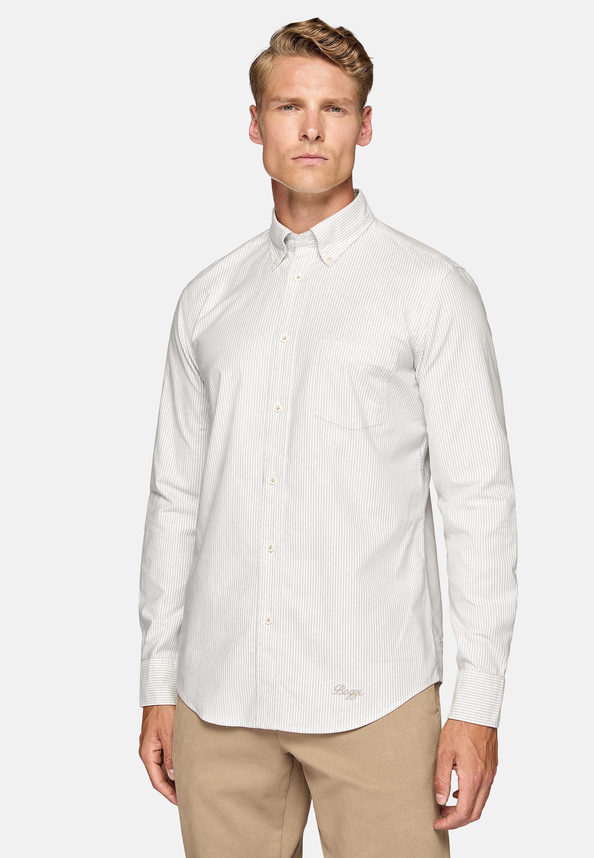 Grey Plain Oxford Shirt, , large image number 1